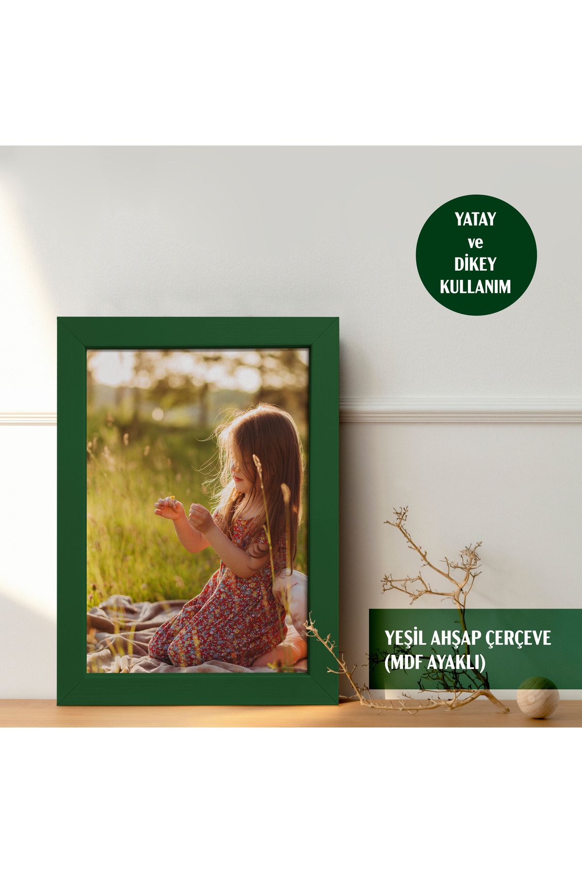 HOMEPACK 10X15 CM Yeşil Ahşap Çerçeveli Poster Çerçevesi, Boş Çerçeve, YESIL-MASAUSTU-10X15