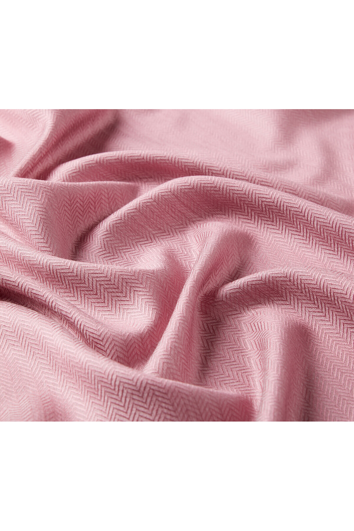 ipekevi-Dried Rose Thin Herringbone Pattern Wool Silk Shawl 3