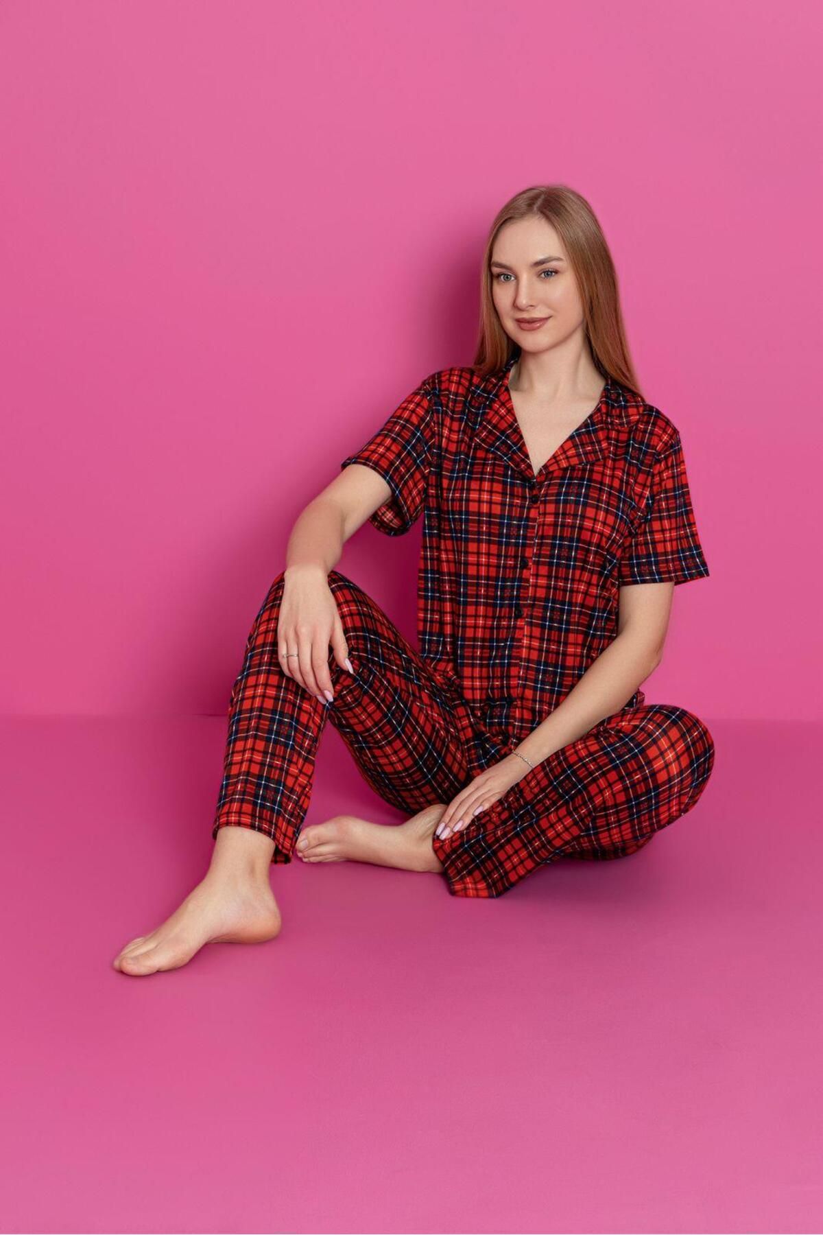ZambakModa EKOSELİ DÜĞMELİ MİLAN PİJAMA TAKIMI
