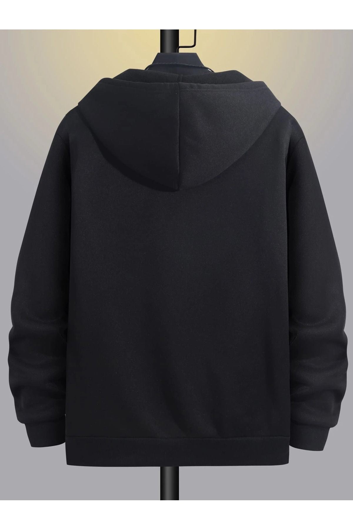 DUBU BUTİK Mikina Horn Zippered Cardigan - Zimní tlustá zimní mikina s černým potiskem