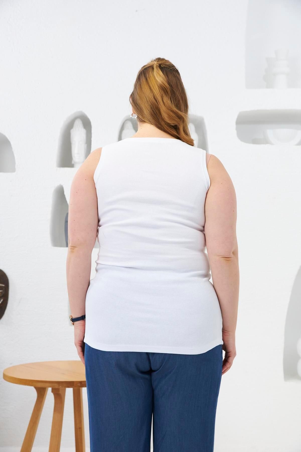 RMG-Front Snap Plus Size Tank Top White 4
