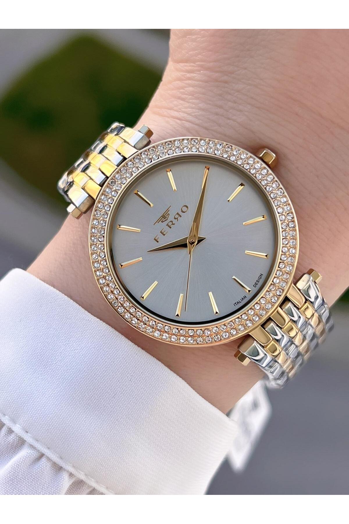 Steel Band Stone Case Italian design 2 Year Warranty Women Wrist Watch+Bracelet EFL21449-D1