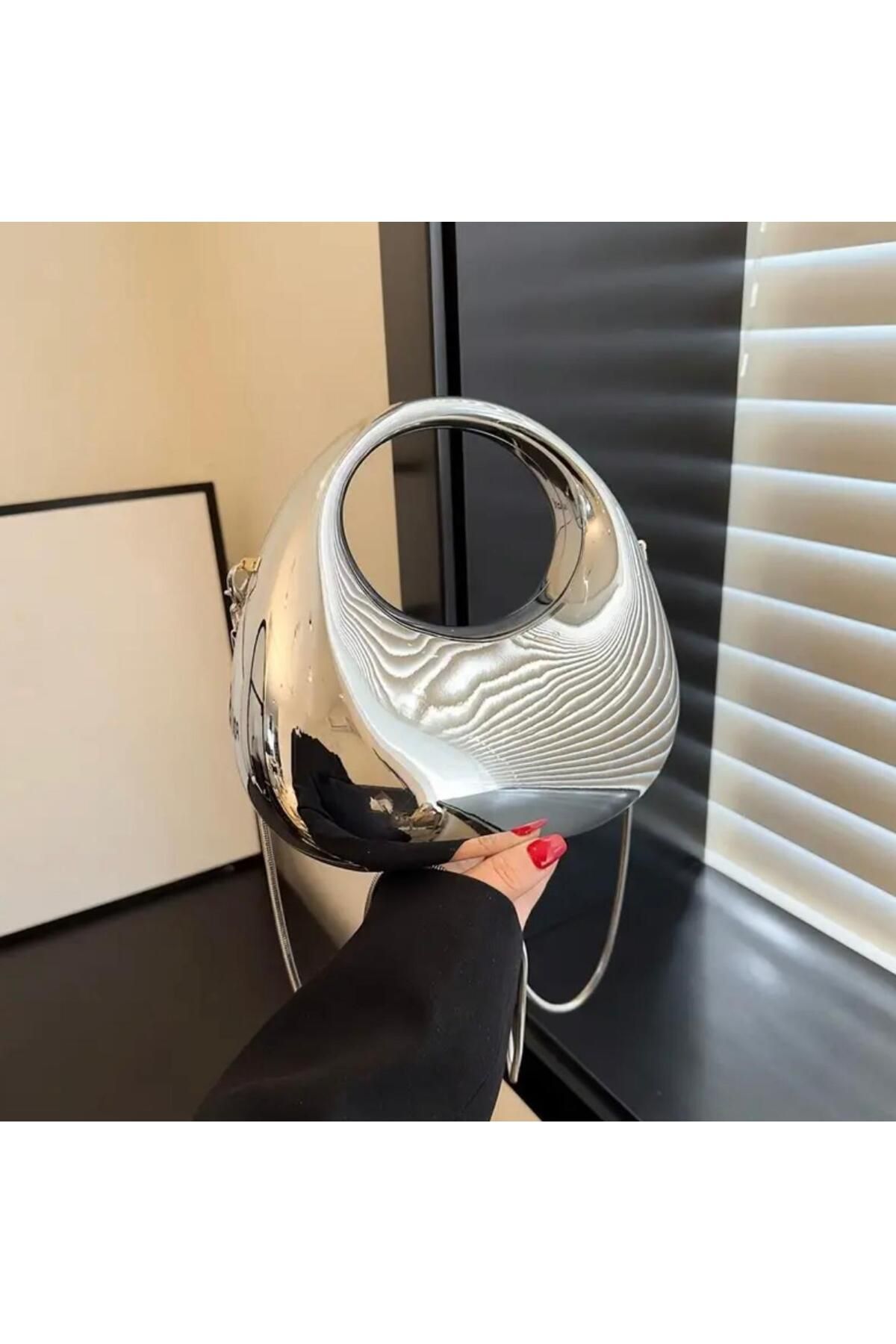 larosee Ayna Efektli Zincir Askılı Kadın Clutch Abiye Çanta Omuz Çantası El Çantası