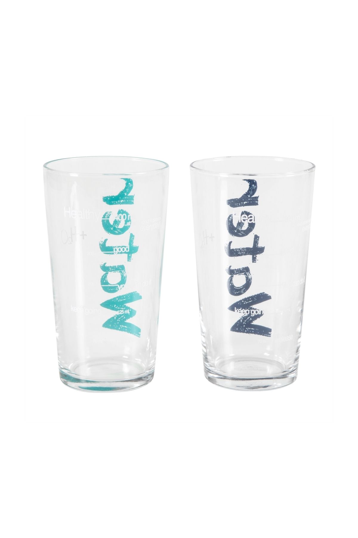 Mudo Home-570 ml Water Glass - Set of 2 Blue and Turquoise 3