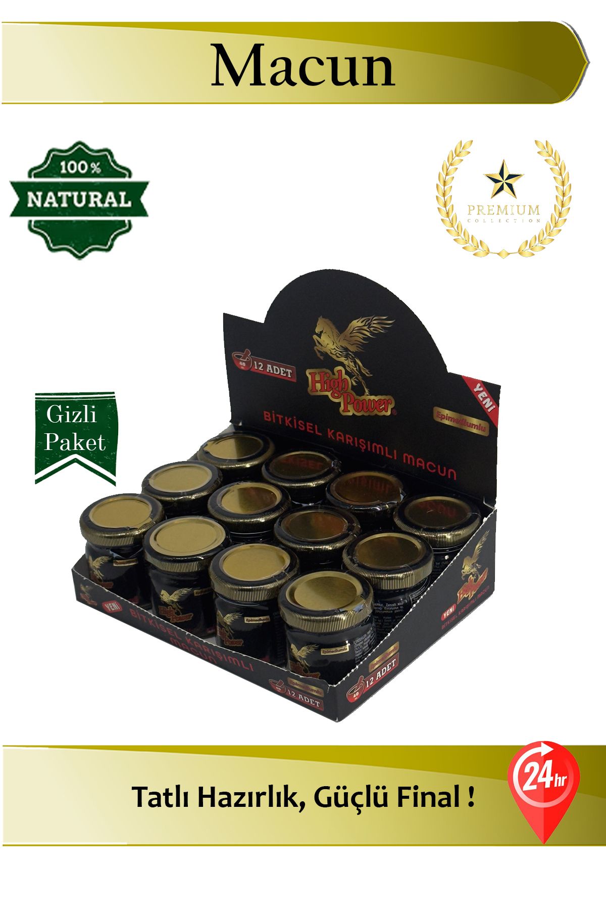 HIGH POWER Herbiox High Power Bitkisel Karışım Macun 12 Adet Özel Anlara Doğal Destek Kavanoz 24 Saat Etkili