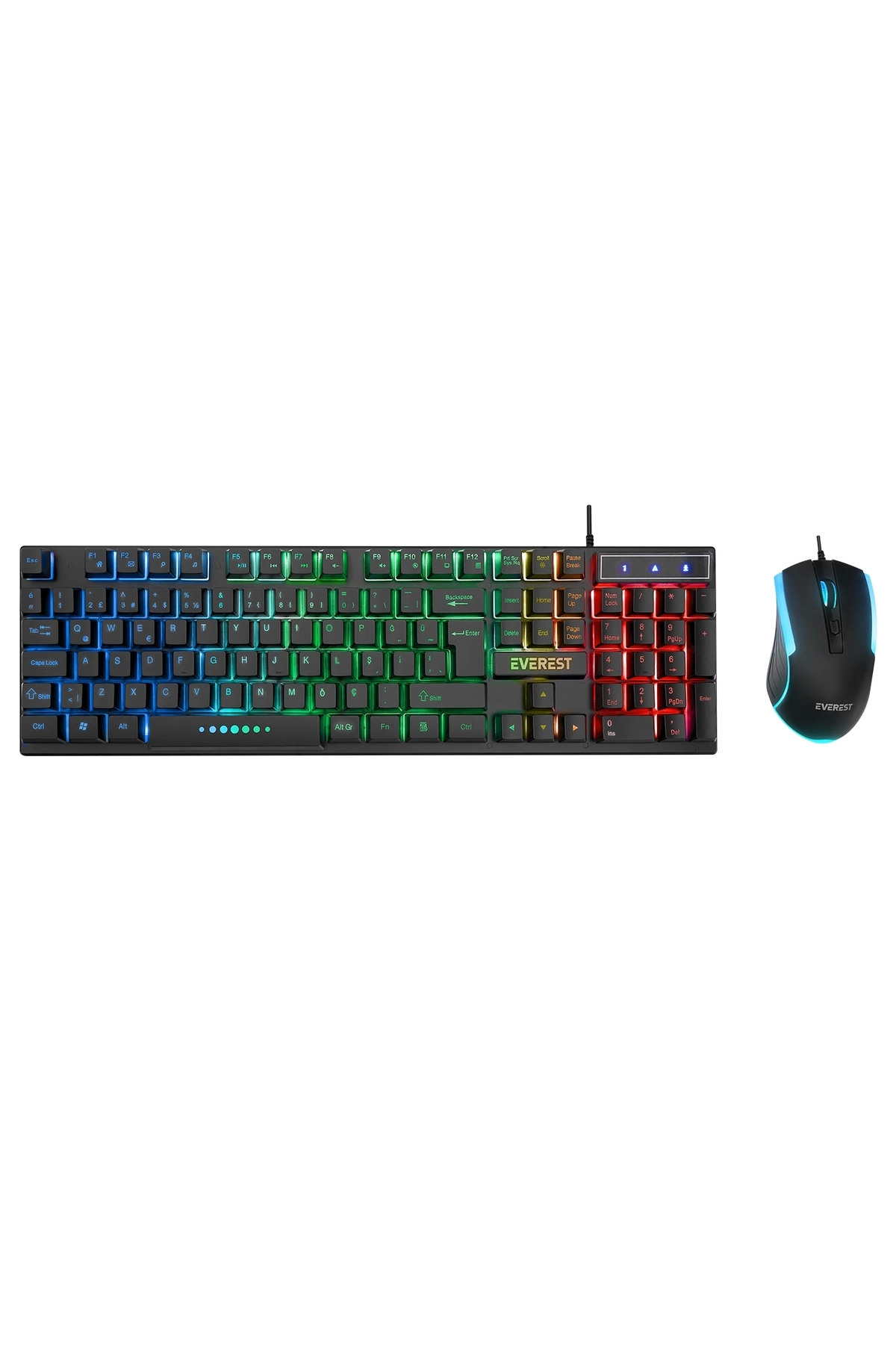 Everest Klavye Mouse Set Oyuncu Gökkuşağı Aydınlatmalı KM-198