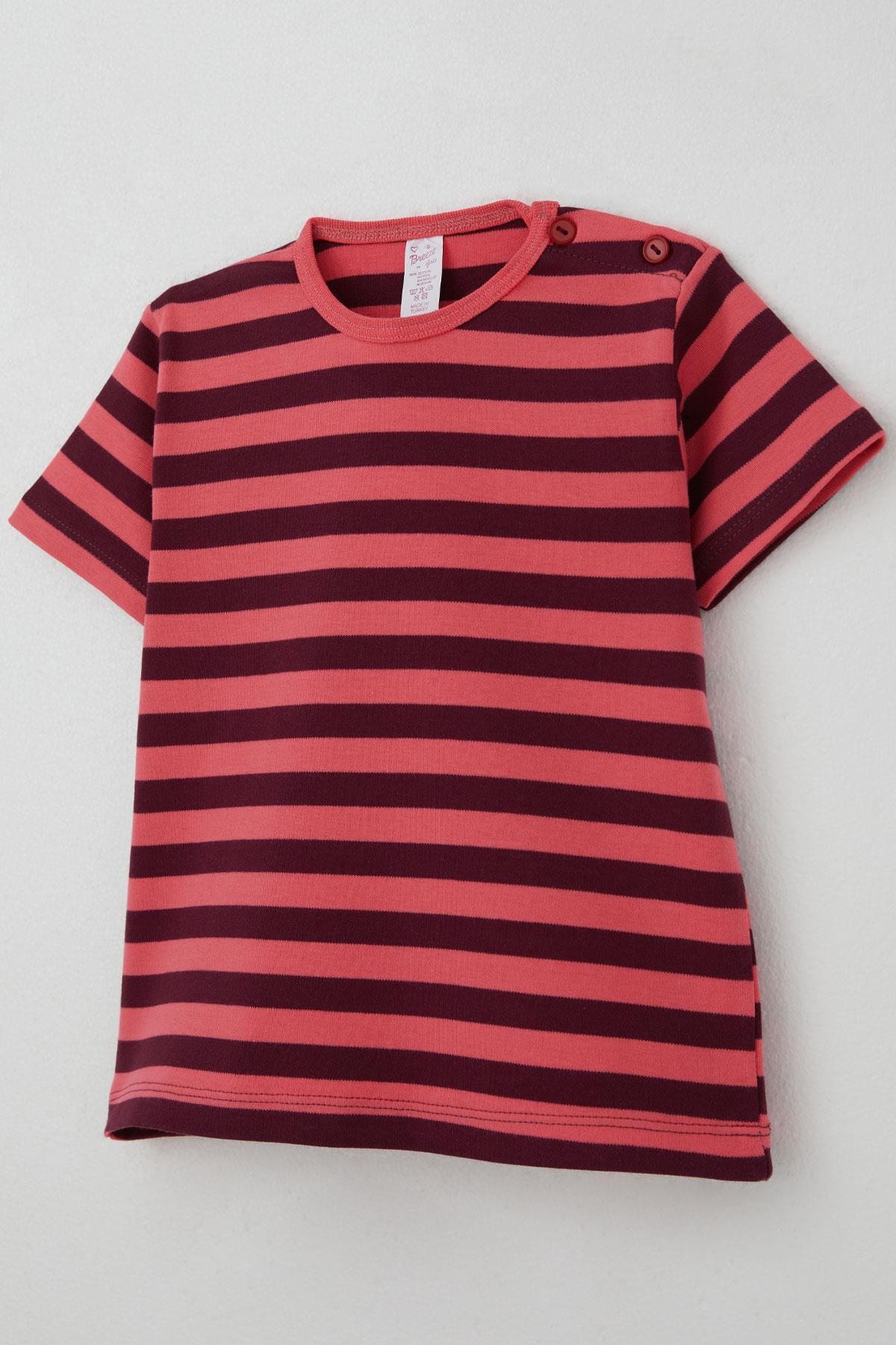 Breeze Kız Çocuk Tişört Patlı Çizgili 1-4 Yaş, Mercan fotoğrafı 3 (önizleme)