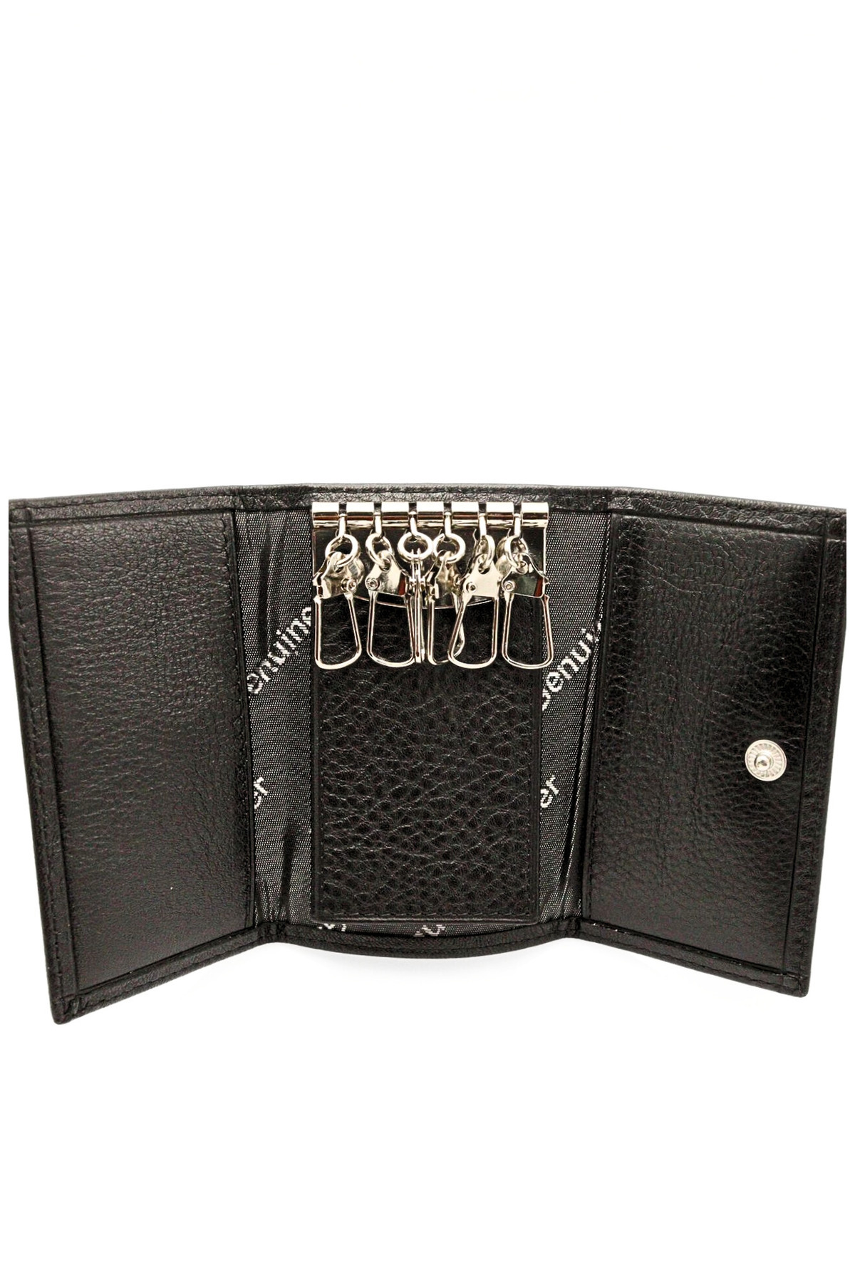 willpolo-Genuine Cowhide Leather Black Keychain with 6 Hooks 2
