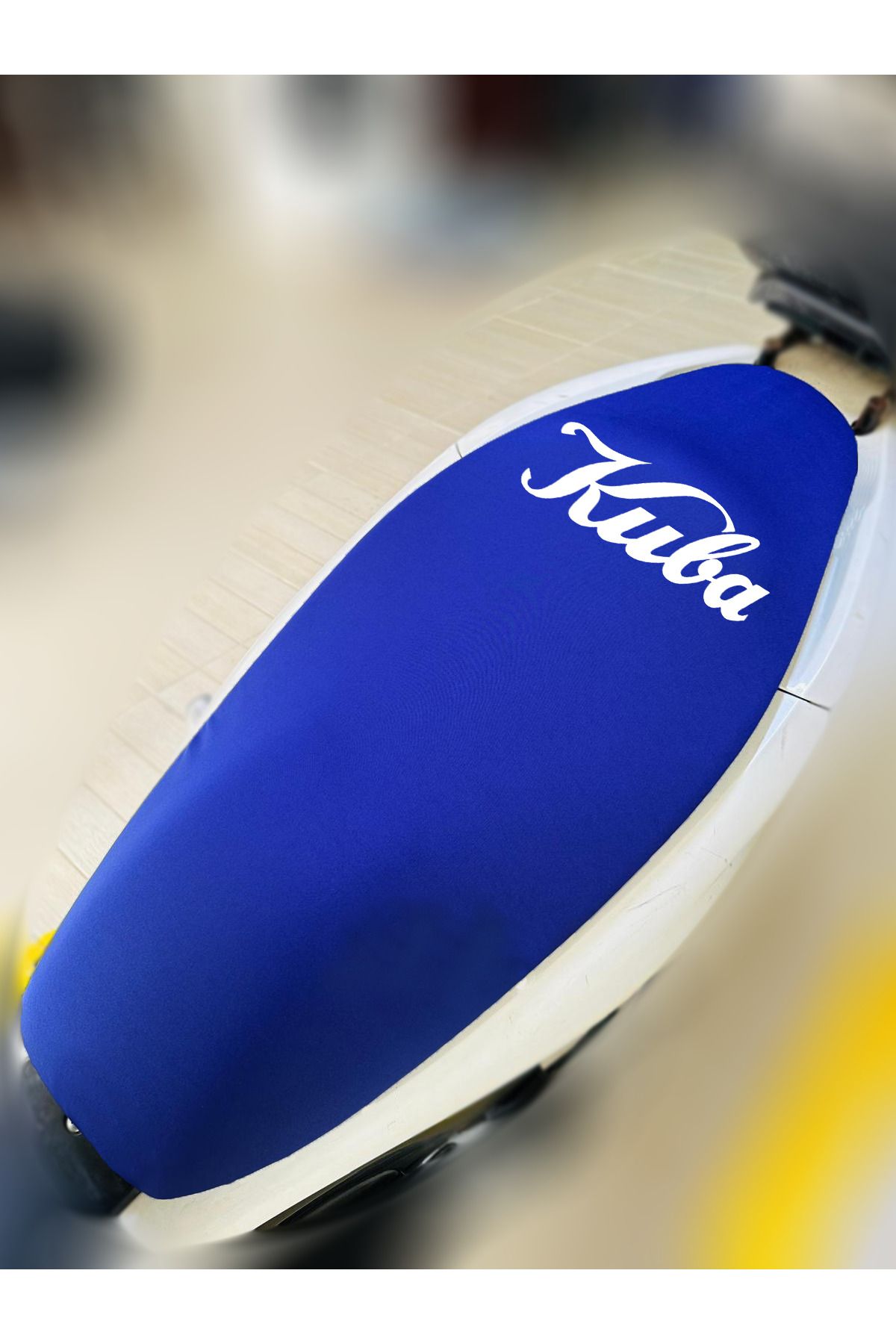 ULTRASHOP Kuba Xy100-E Mavi Kumaş Motosiklet Sele Kılıfı Logolu Penye Sele Koltuk Kılıfı-A