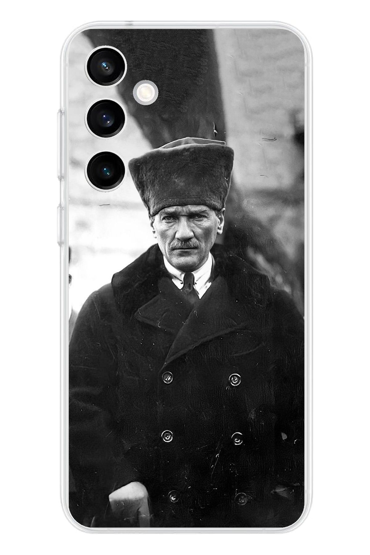 TechTree Samsung Galaxy S23 Fe Uyumlu Mustafa Kemal Atatürk Portre Şeffaf Silikon Kılıf