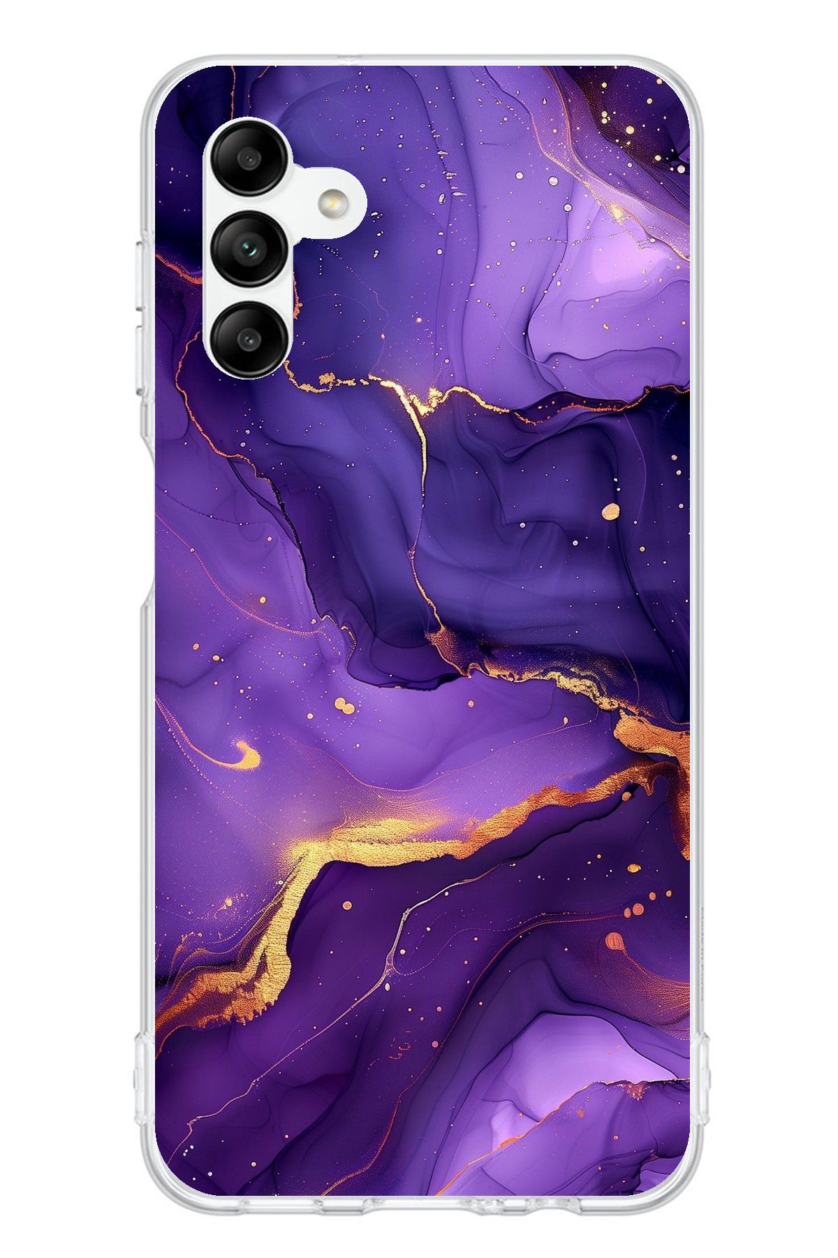 TechTree Samsung Galaxy A04s Uyumlu Ametist Taşı Mor Mermer Şeffaf Silikon Kılıf
