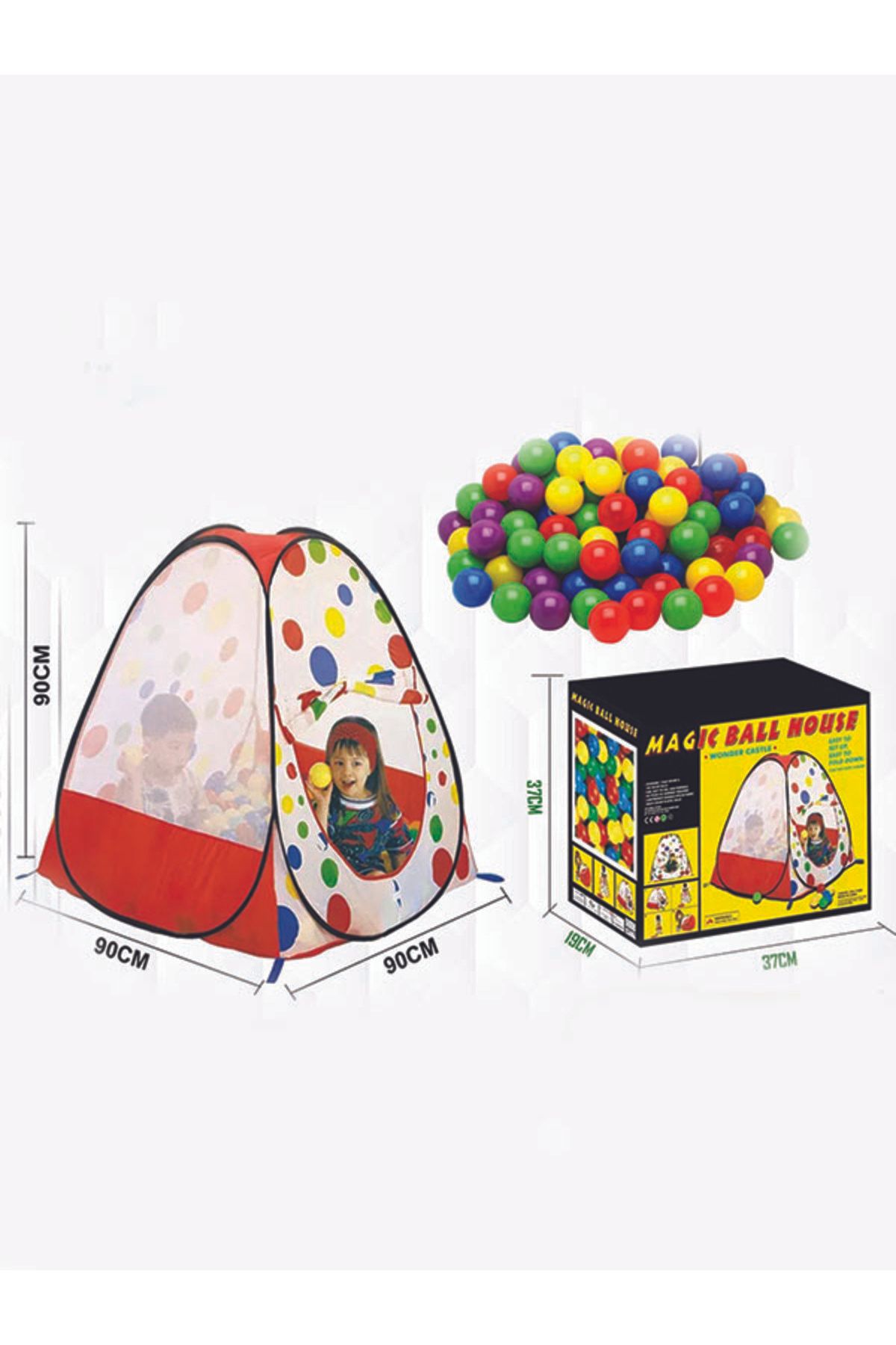 TİME-Large Foldable Kids Play Tent with 100 Colorful Balls 7cm Balls, Made in Taiwan 3