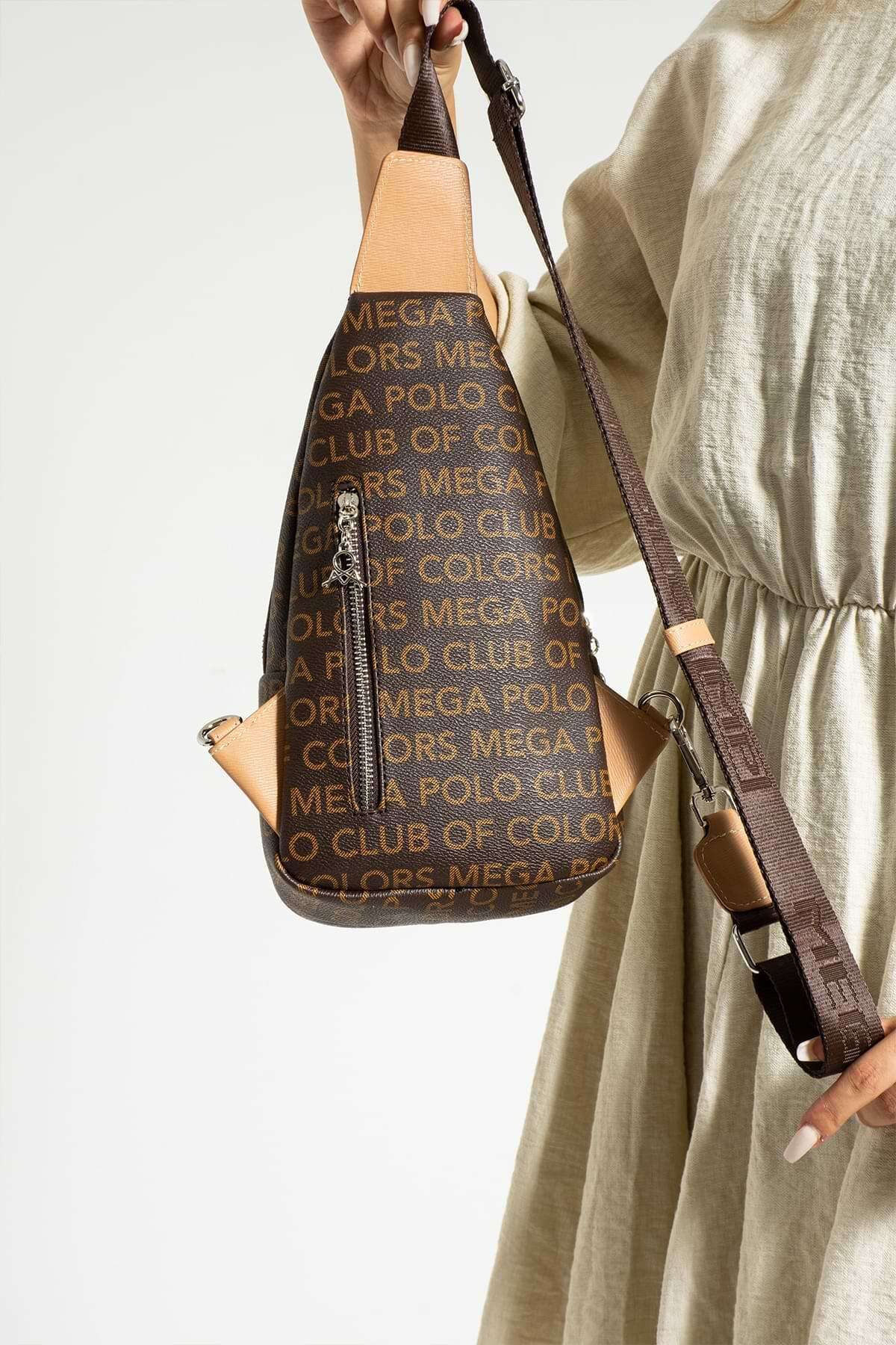 Getcho-Lenglet Women's Body Bag Bag Monogram Patterned Suitable for Daily Use with Zippered Adjustable Strap 3