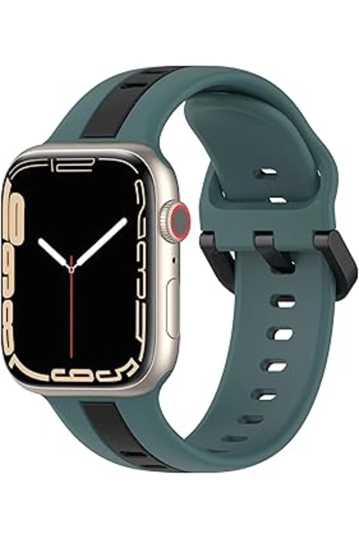 Qedii Minesk Apple Watch Ile Uyumlu 42/44/45/49 Mm Için Metal Tokalı Spor Silikon Kordon Çift Renkli Hava