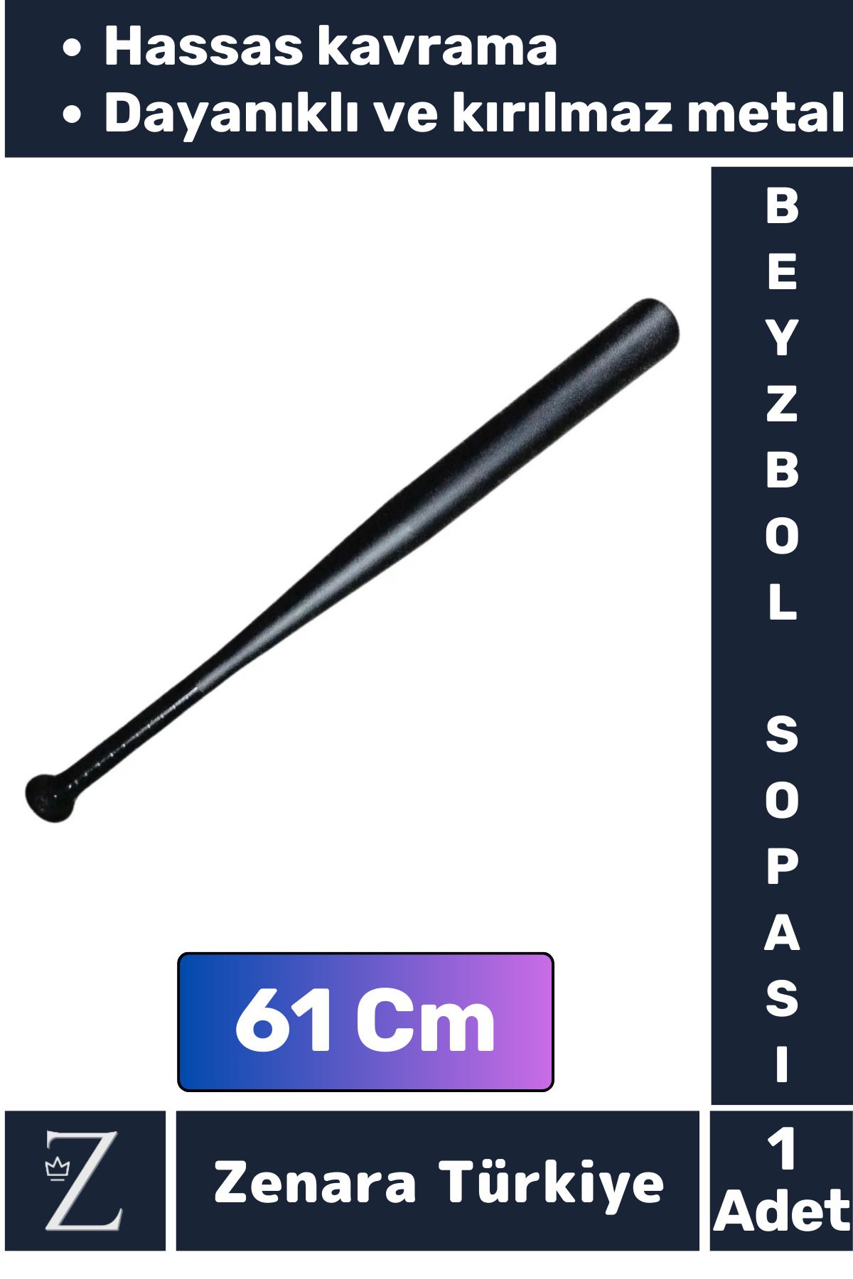 Zenara Premium Yüksek Kaliteli Kırılmaz Hassas Kavrama Kabiliyeti Metal Baseboll Beyzbol Sopası 61 Cm
