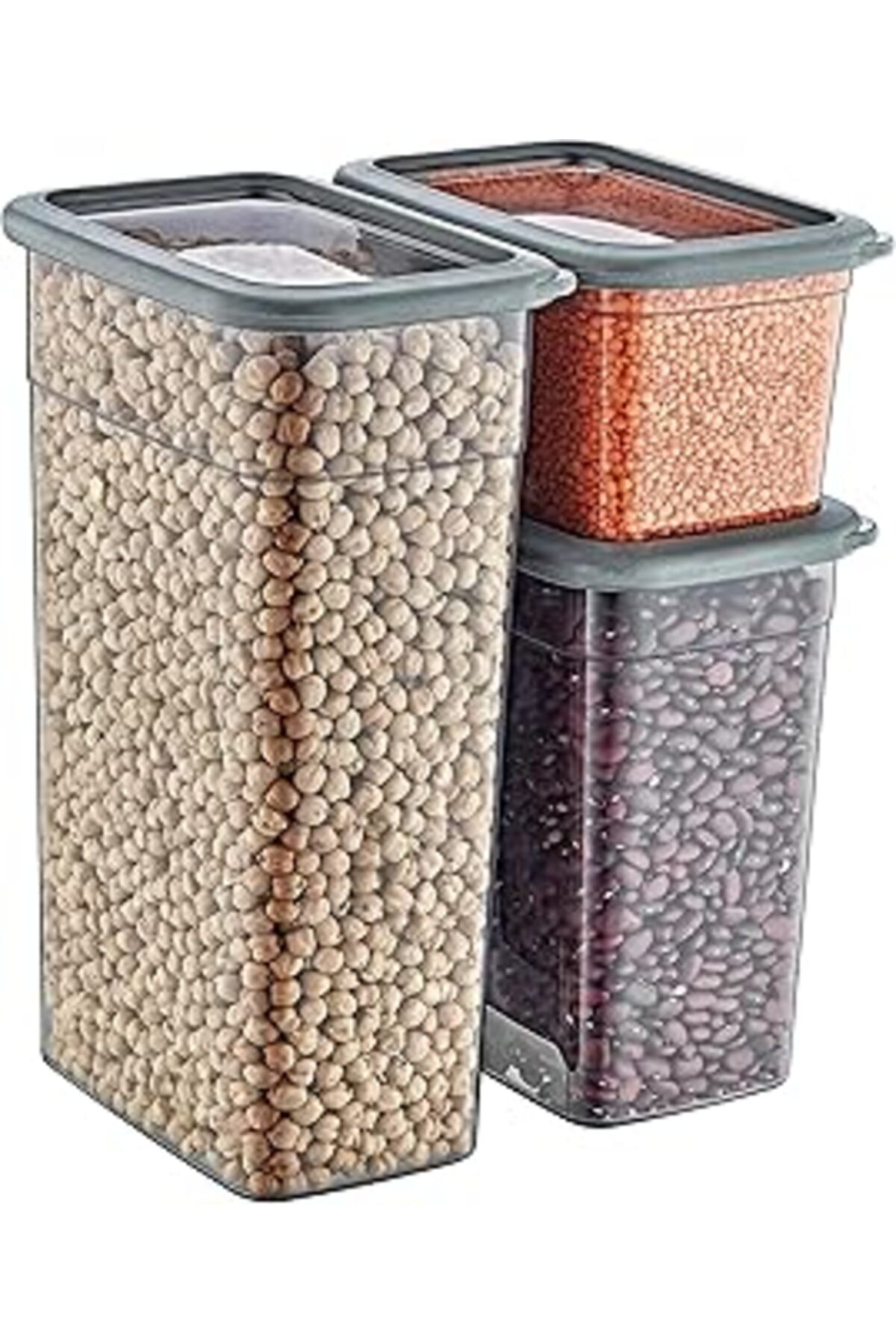 STOREMAX-Smartware Set of 8 Scale Rectangular Storage Container Atracite (8 Pieces 1210 Ml, 2350 Ml, 3500 ml) - Horse 1