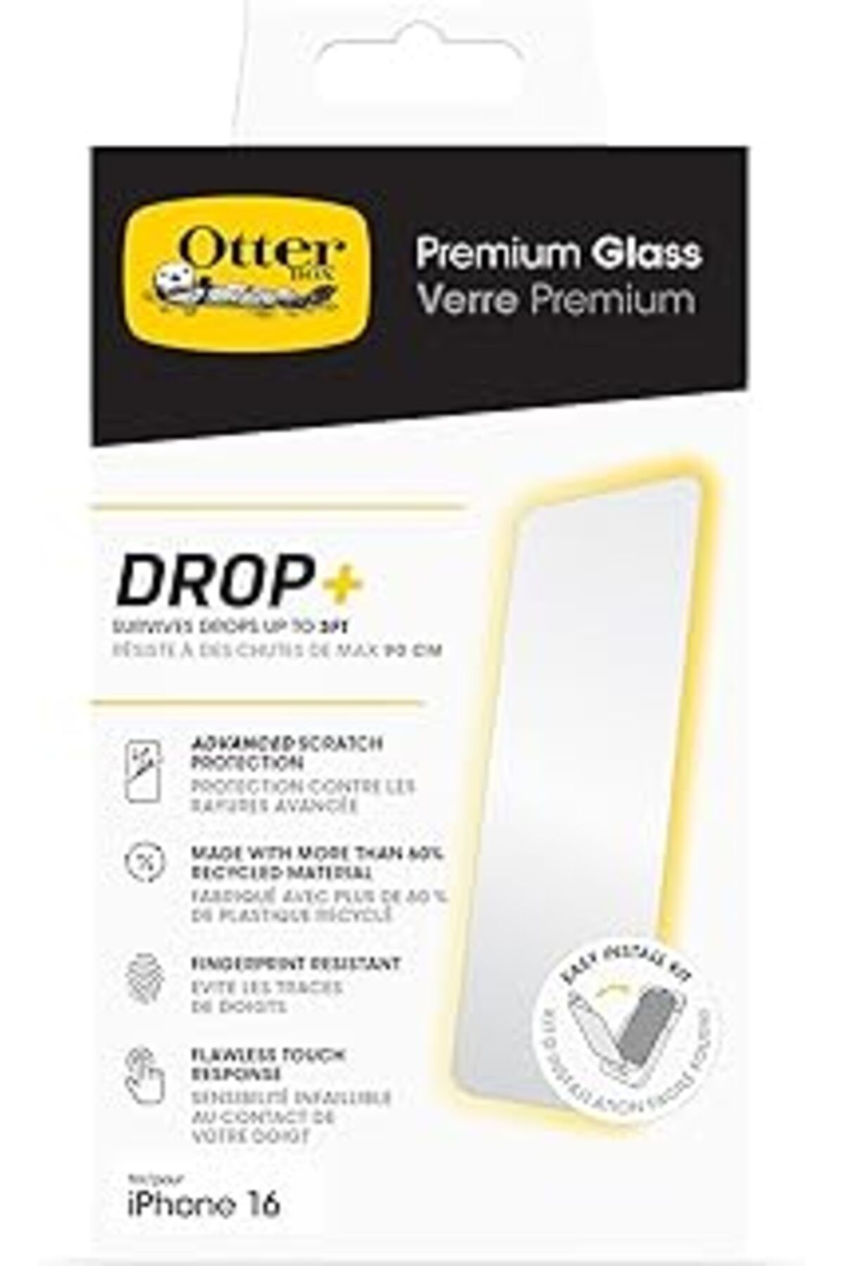 Pazarcan Otterbox Iphone 16 Uyumlu Premium Cam Ekran Koruyucu, Temperli Cam