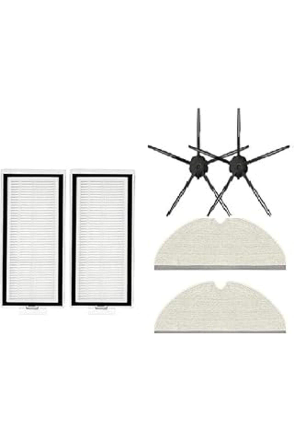 Mu Art Siyah Yedek Mop,Hepa Fitre,Yan Fırça Set-6 Parça Roborock Q7 Max Q7 Max P