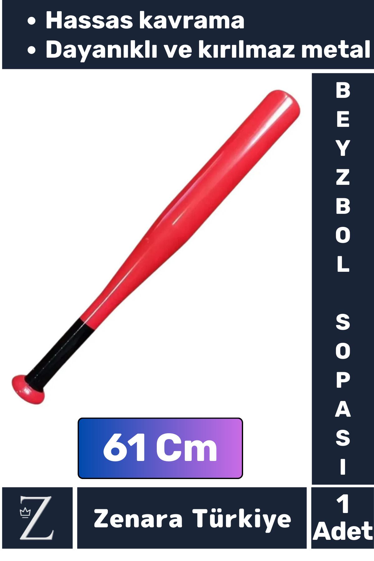 Zenara Premium Yüksek Kaliteli Kırılmaz Hassas Kavrama Kabiliyeti Metal Baseboll Beyzbol Sopası 61 Cm