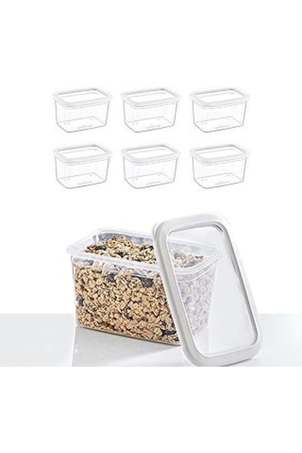 Mu Art Smartware 6'Lı Set Skali Dikdörtgen Saklama Kabı Beyaz 1210 Ml - Beyaz, Çok Amaçlı Saklama Kabı