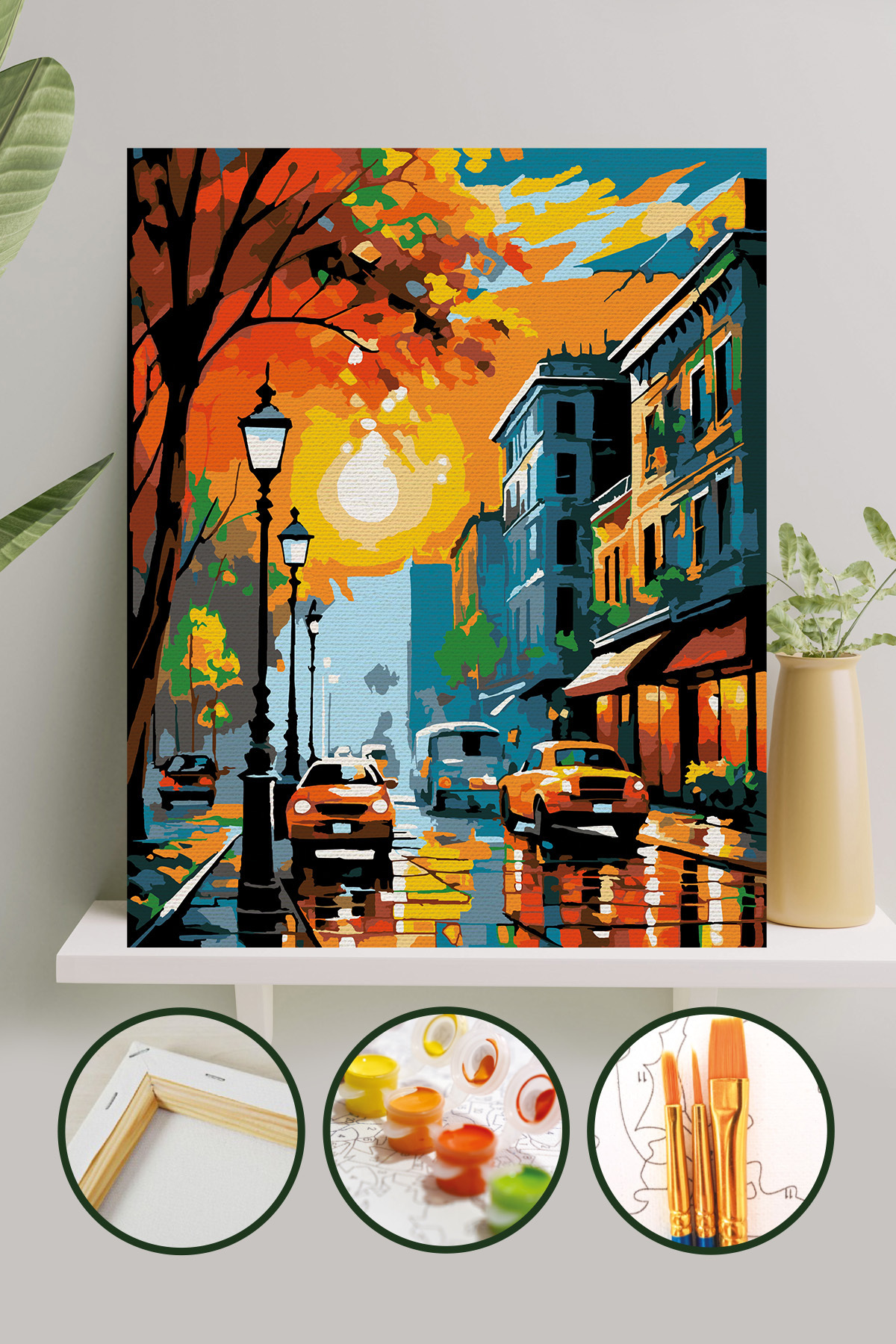 Sayılarla Boyama 40x50 Cm Tuval Seti Fırça Boya Dahil Çıtaya Gerili - Cadde