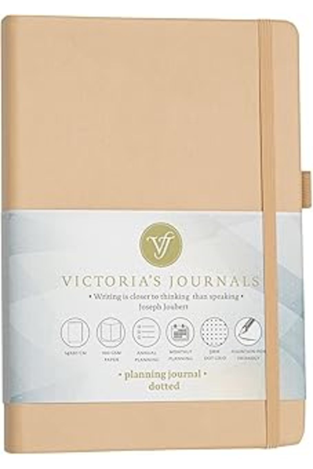Karachil Venzi Sert Kapaklı Lastikli Tarihsiz Kalın Yapraklı Noktalı Defter 14X20 Cm
