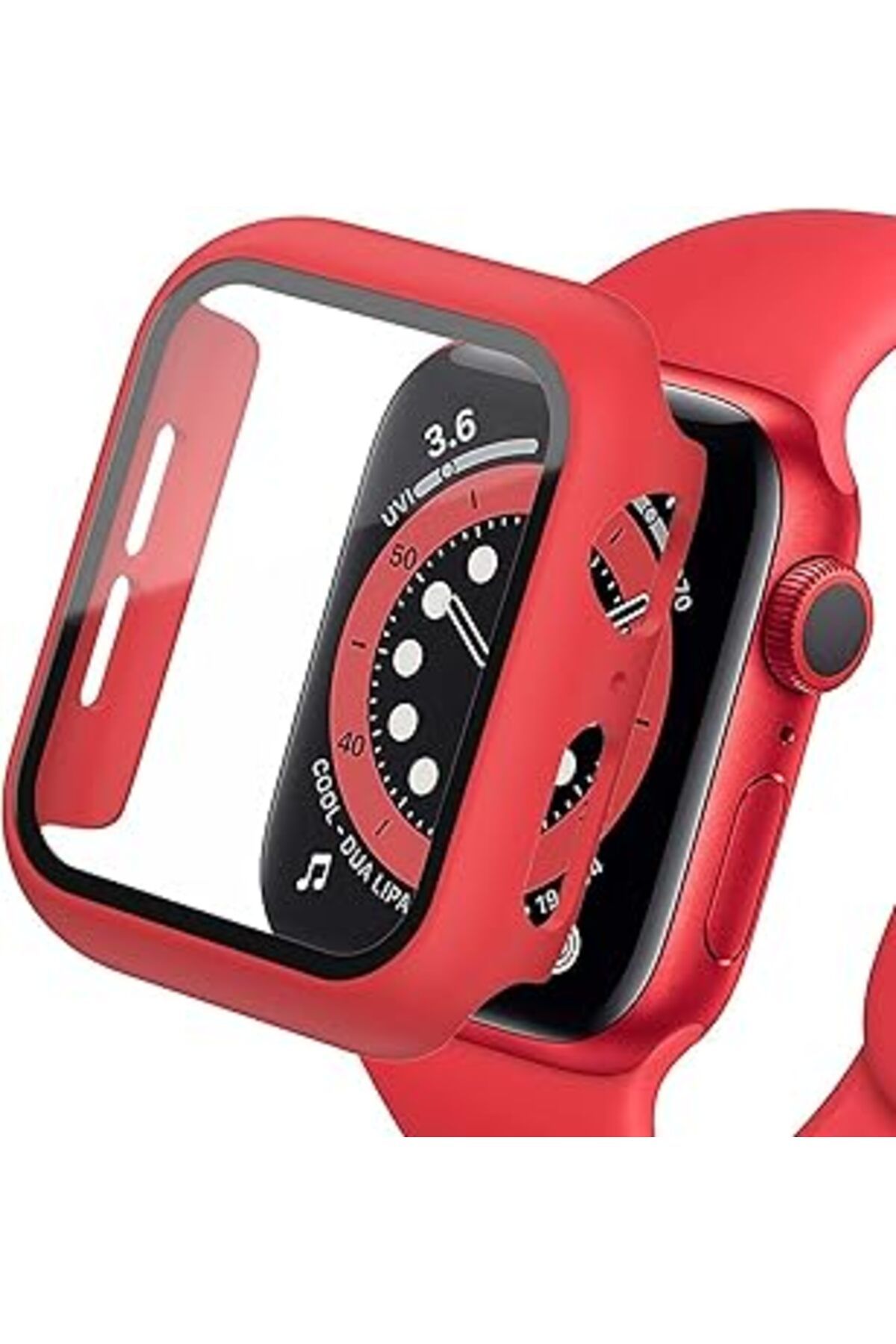 Karachil Minesk Apple Watch Ile Uyumlu 42 Mm Ekran Koruyuculu 360 Derece Koruma (Kırmızı)