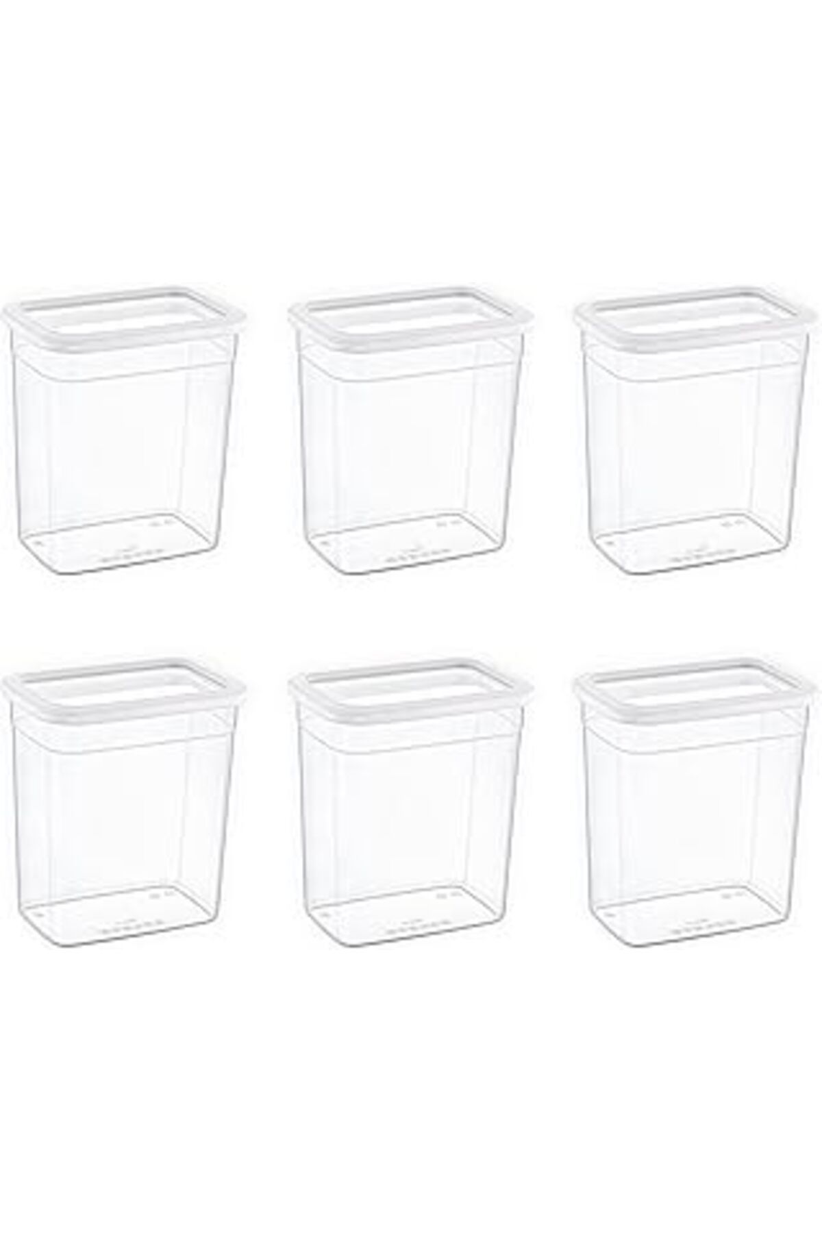 SIHI-Smartware Set of 6 Scale Rectangular Storage Container White 2350 ml - White, Multi-Purpose Storage Container 1