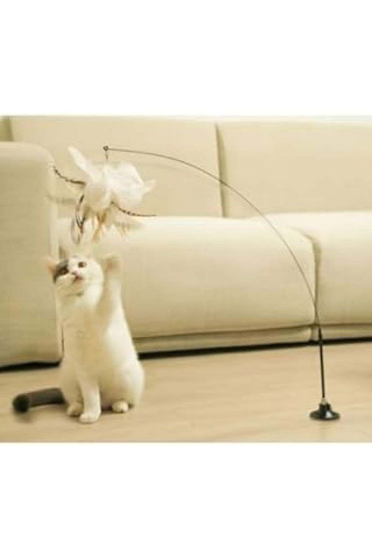 Karachil Vantuzlu Kedi Oltası, Tüylü Kedi Oyuncağı, Zilli Kedi Oyun Oltası