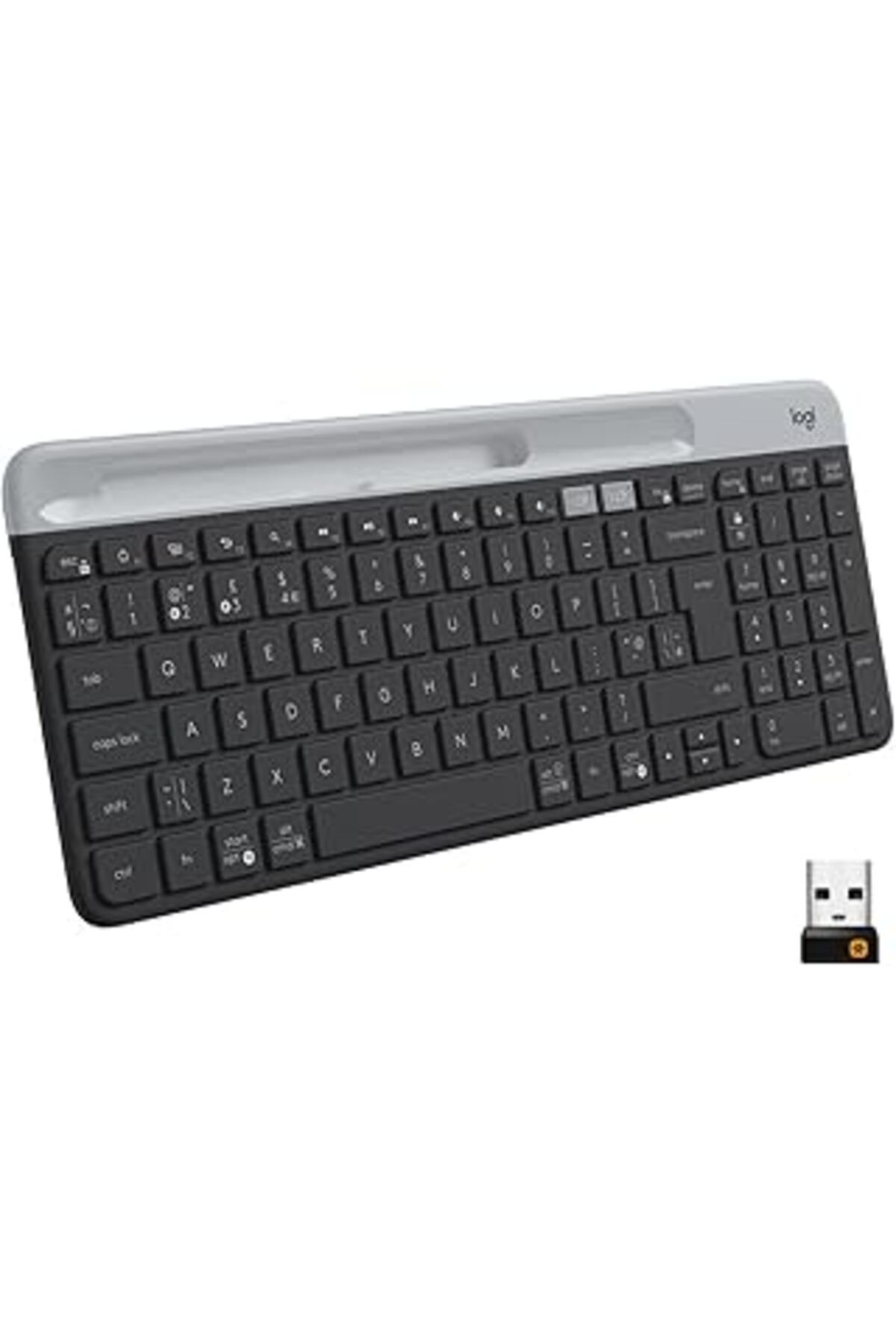 Pazarcan K580 İnce Çoklu Cihaz Özellikli Kablosuz Klavye, Kompakt Modern, Telefon Tutucu, 24 Ay Pil Ömrü, 10