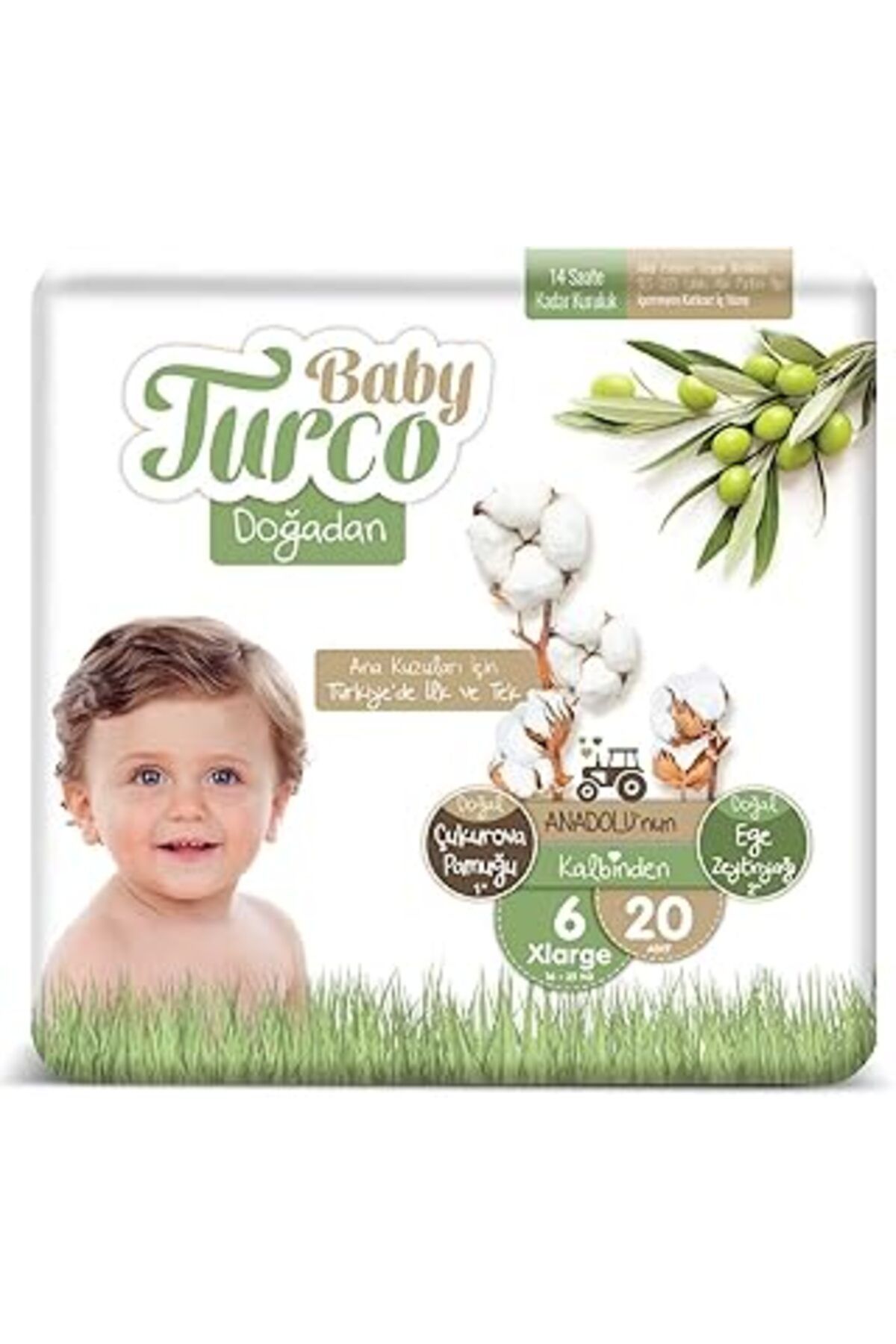 Mu Art Ahşap Baby Turco Doğadan 6 Beden Xlarge Bebek Bezi (1 X 20 Adet)