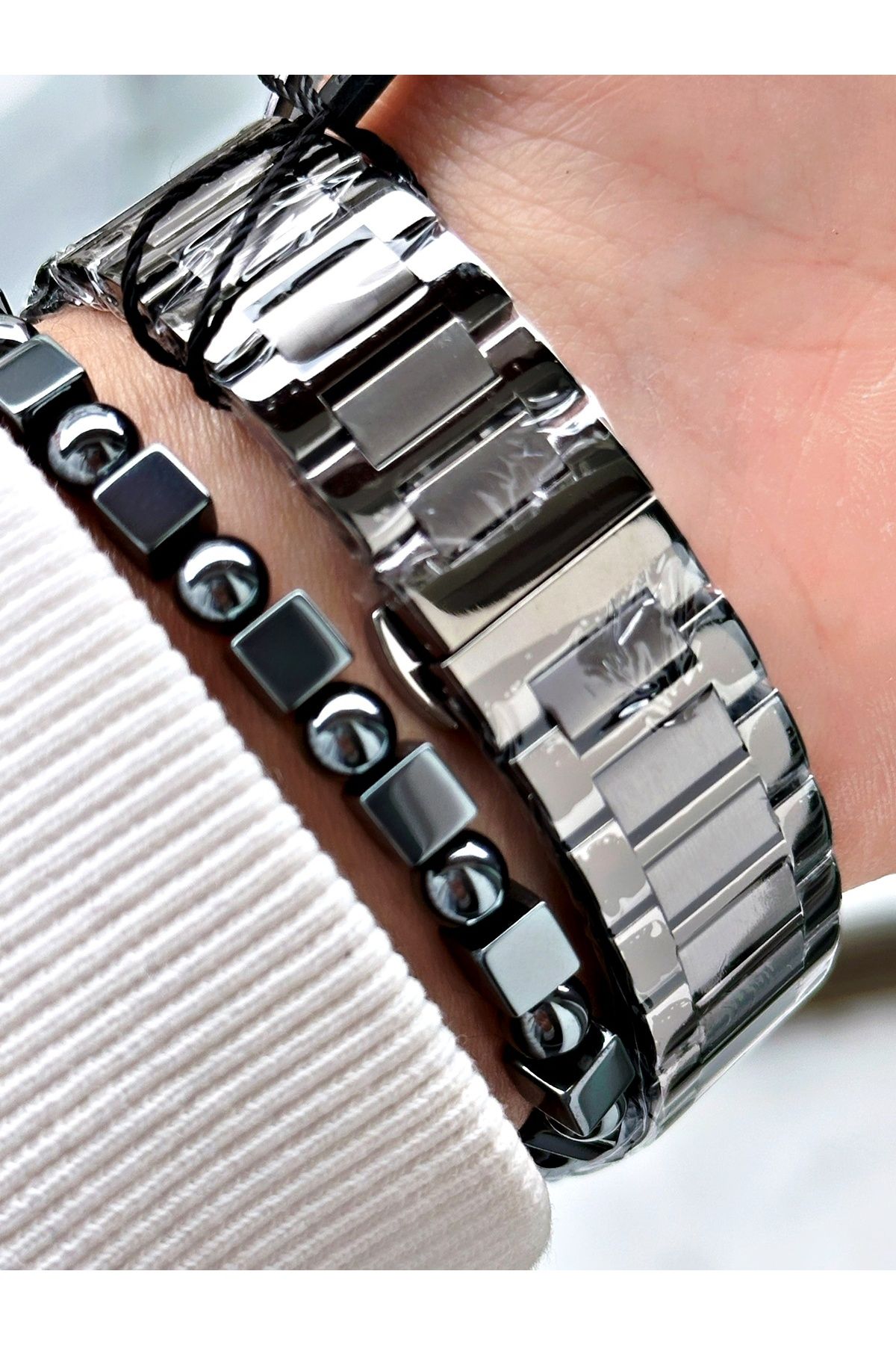 Reward-Smoked Color Functions Active Square Model Men's Wristwatch + Bracelet 4