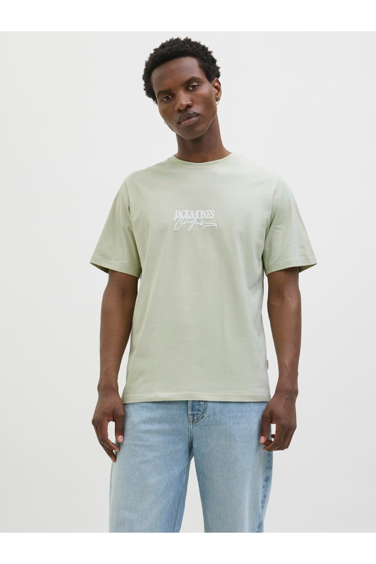 جک اند جونز JORALMERIA BRANDING TEE SS CREW NECK Celadon Tint
