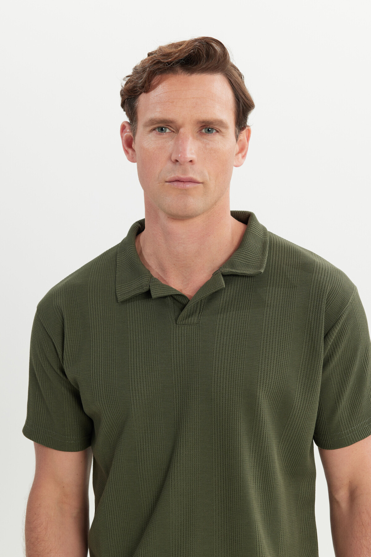 AC&Co / Altınyıldız Classics-Men's Khaki Relax Fit Relaxed Cut Polo Neck T-Shirt 4