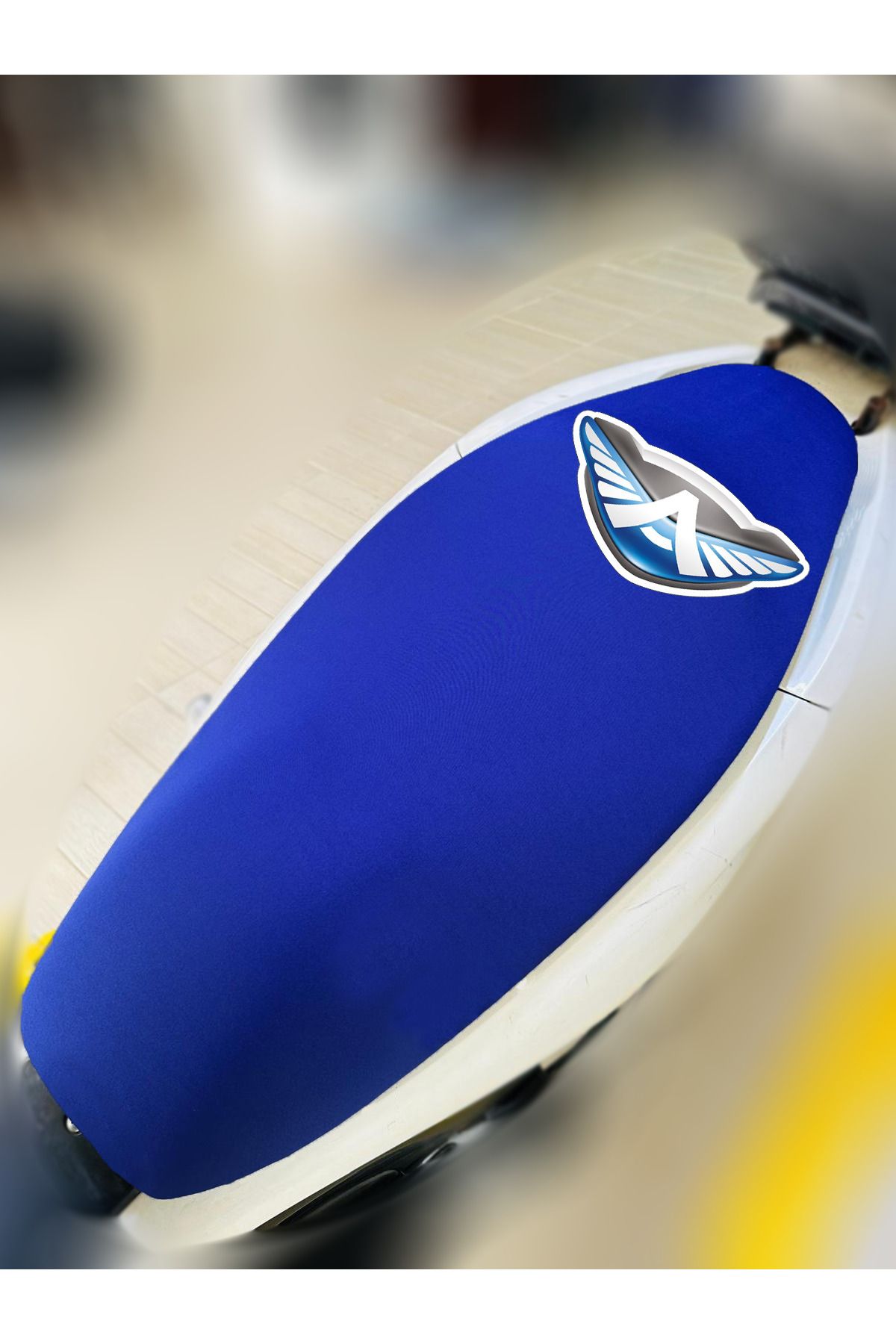ULTRASHOP Altai Ristretto Mavi Kumaş Motosiklet Sele Kılıfı Logolu Penye Sele Koltuk Kılıfı-A