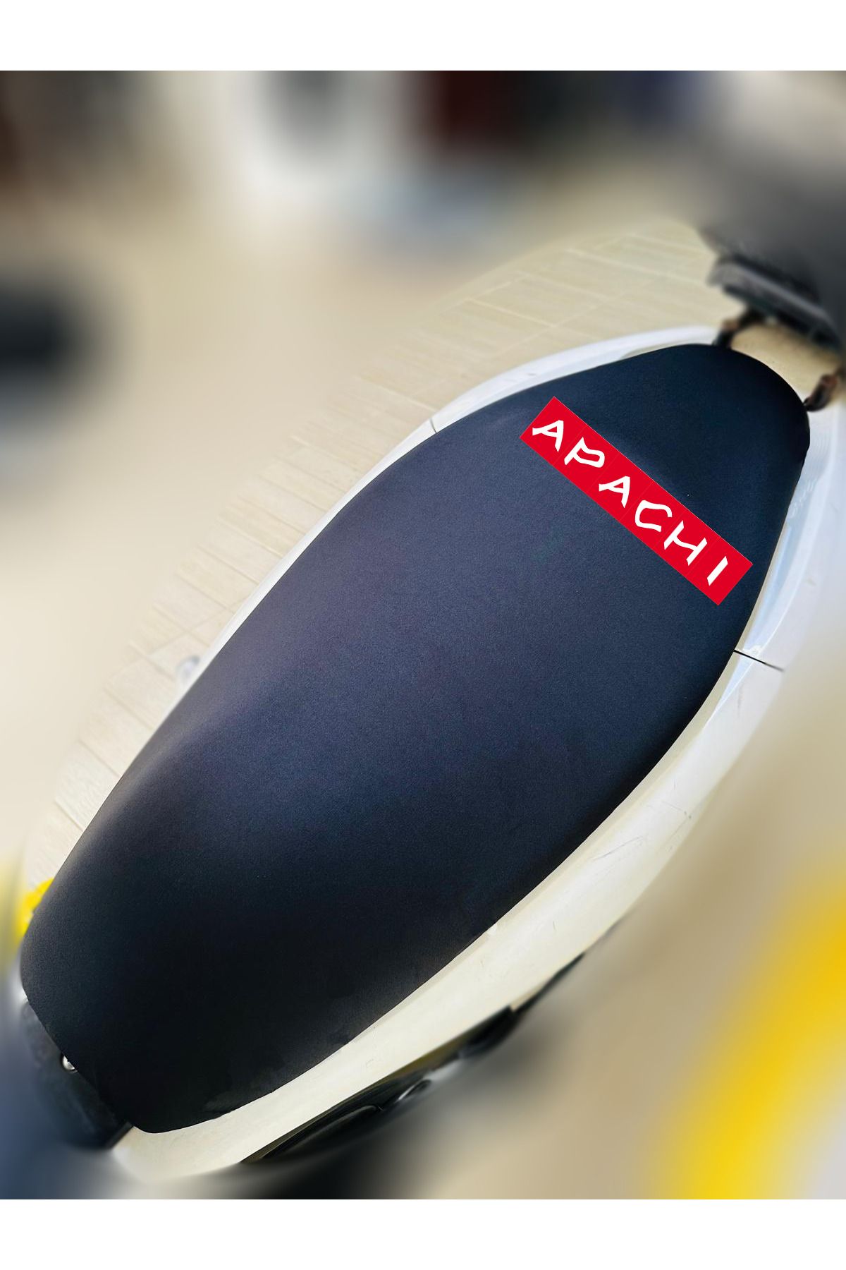 ULTRASHOP Apachi Nova Siyah Kumaş Motosiklet Sele Kılıfı Logolu Penye Sele Koltuk Kılıfı-A