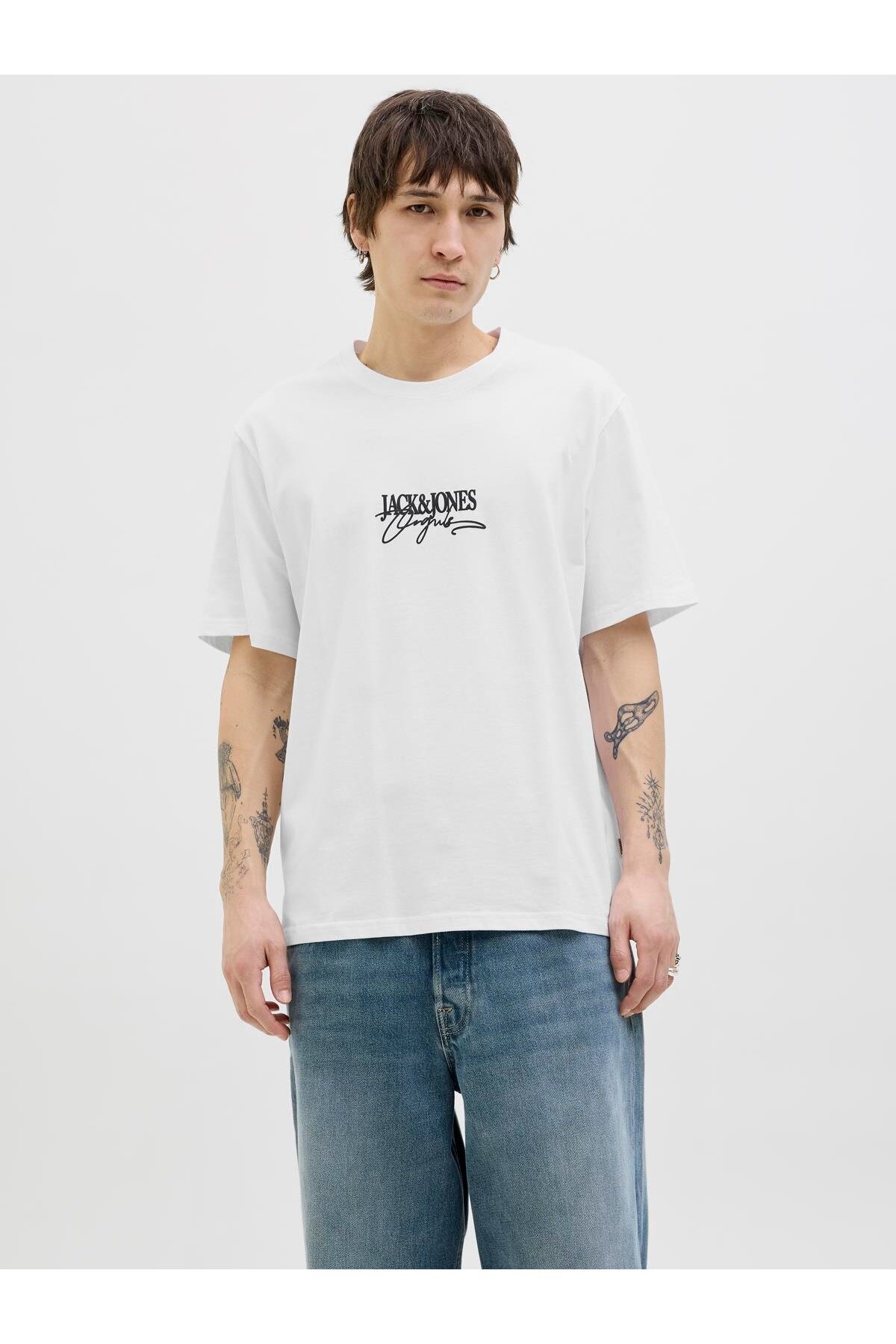 جک اند جونز JORALMERIA BRANDING TEE SS CREW NECK سفید روشن