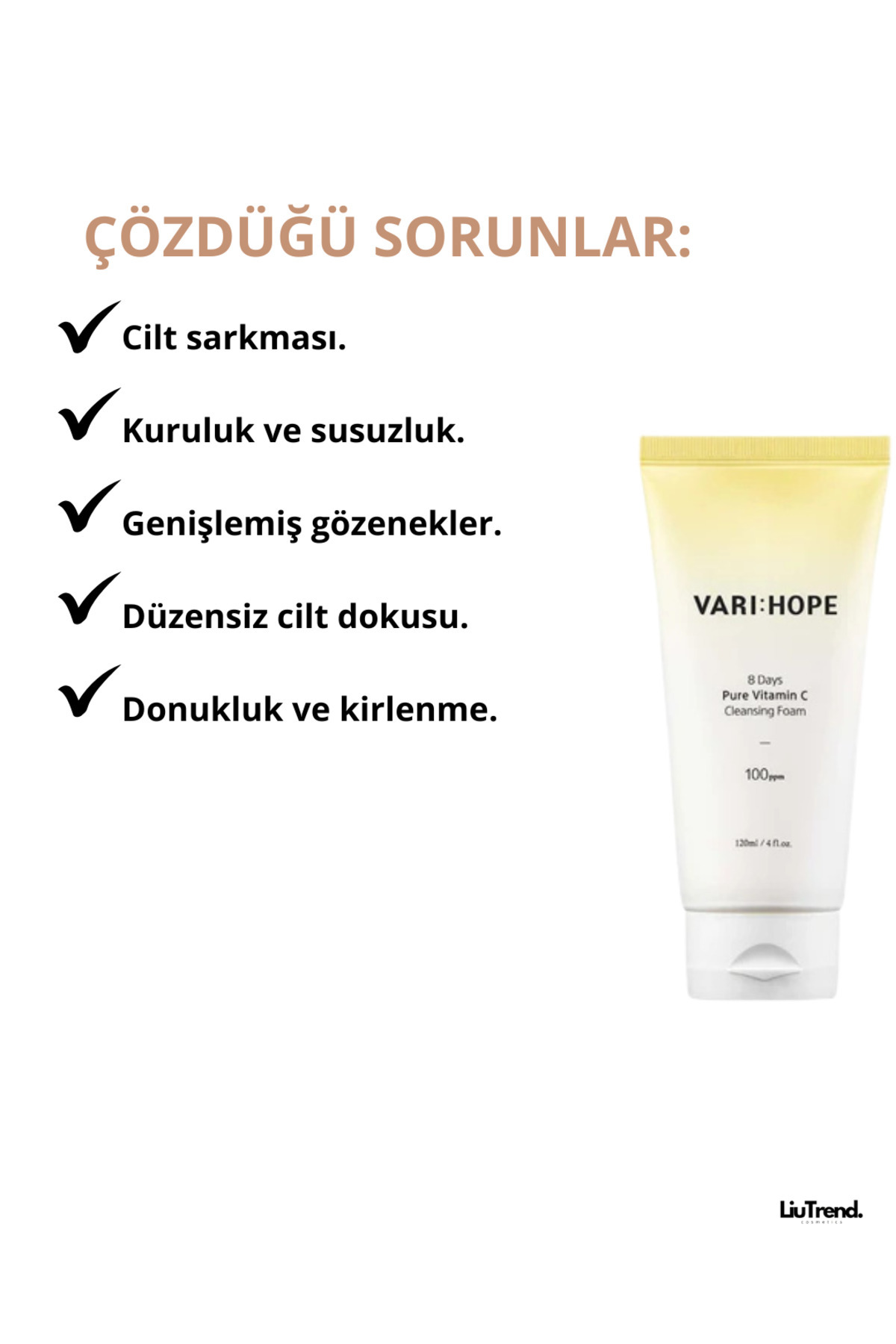 VARI:HOPE 8 Days Pure Vitamin C Cleansing Foam 120 ml C vitamini içeren temizleme köpüğü — VP009 — تصویر 4 از 6