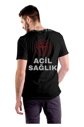 Chicheva 112 Acil Sağlık T-Shirt Siyah Erkek %100 Pamuk Rahat Kalıp Bisiklet ...