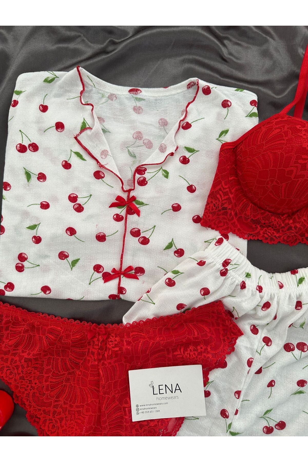 Lena Homewears-Pureks Cherry Underwear Shorts Pajama Set 3
