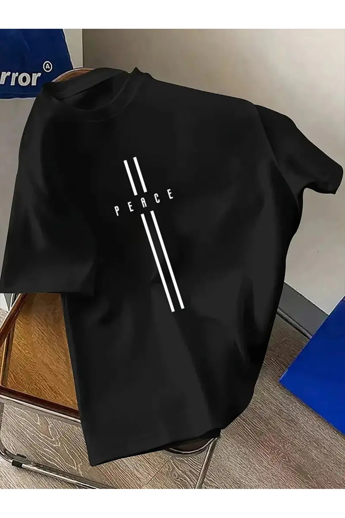 Drapara Erkek Royal Vintage Esintili Tişört - "Peace" Baskılı, Sportif Tasarım