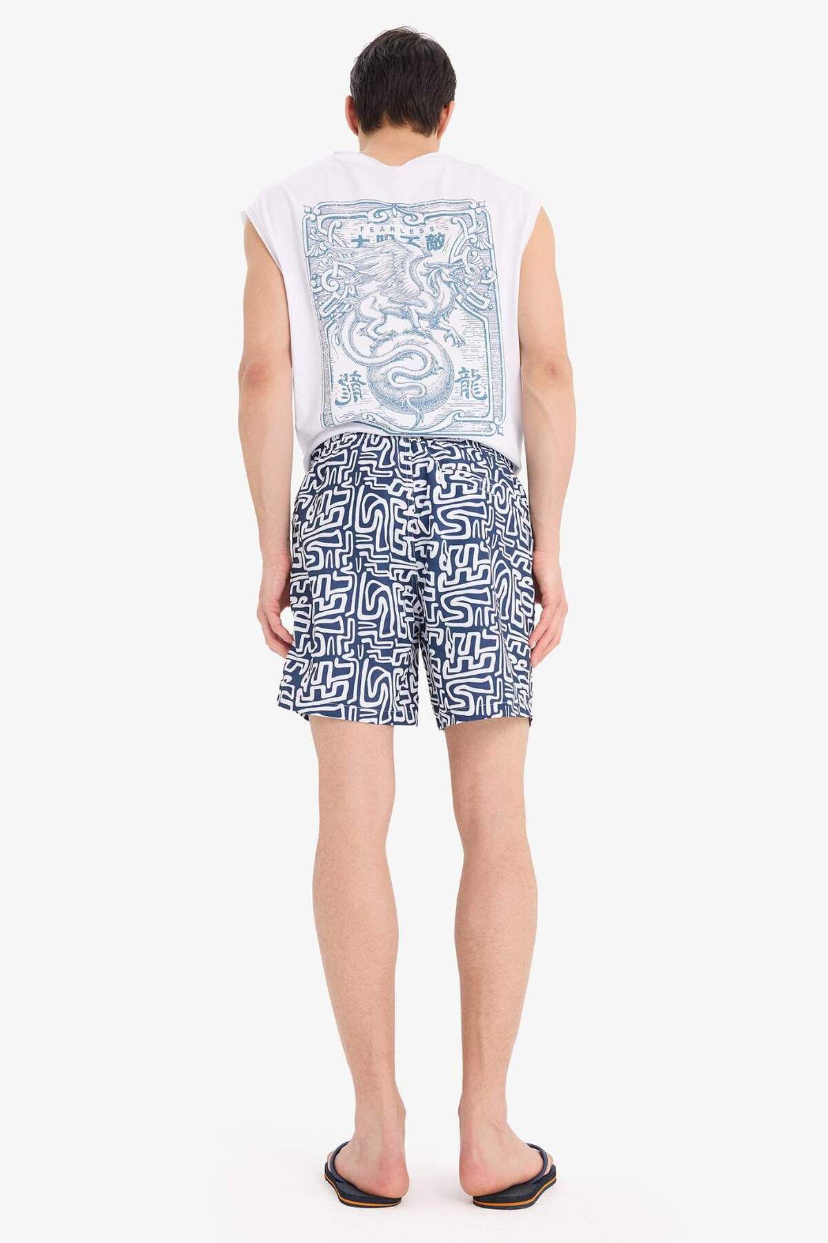 DeFacto-Patterned Mesh Lined Short Length Swim Shorts A7376Ax25Hs 7