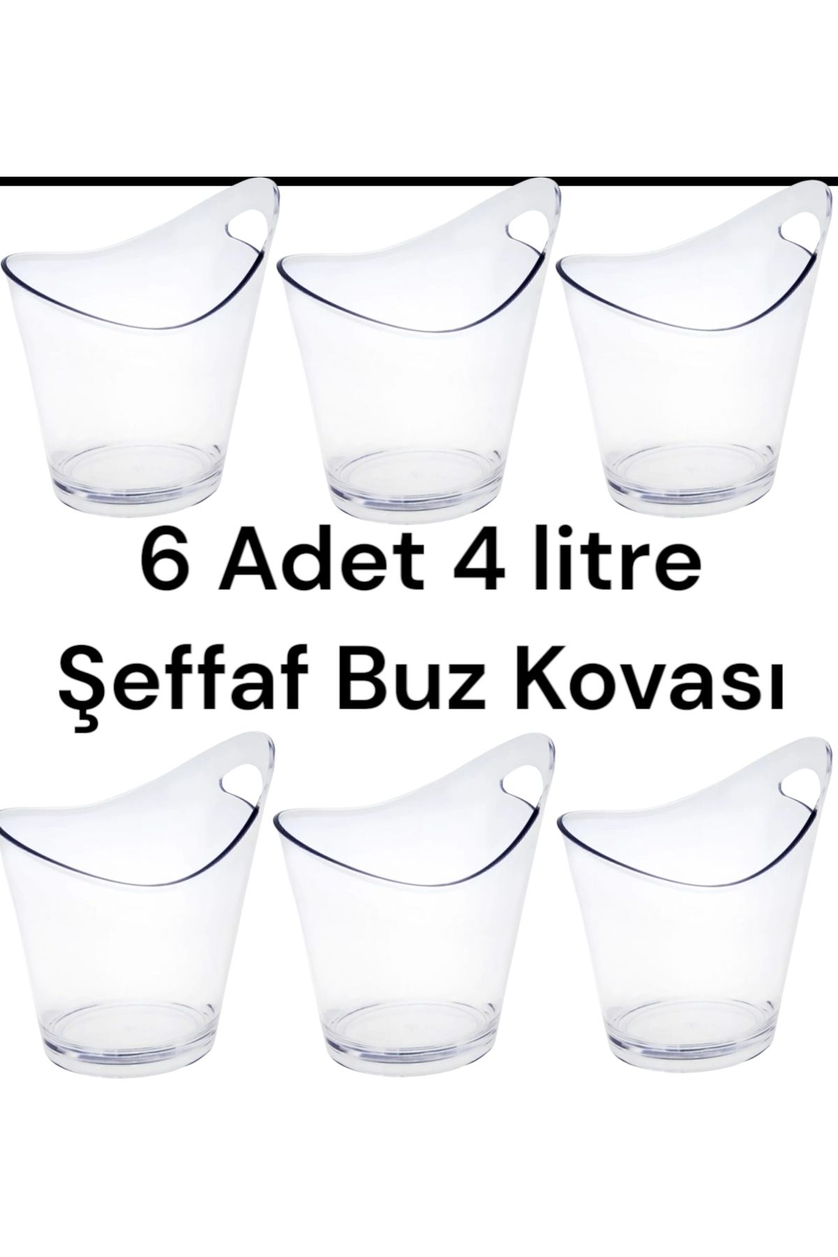 ZTF Global 6 ADET 4 LİTRELİK ŞEFFAF SAN BUZ KOVASI