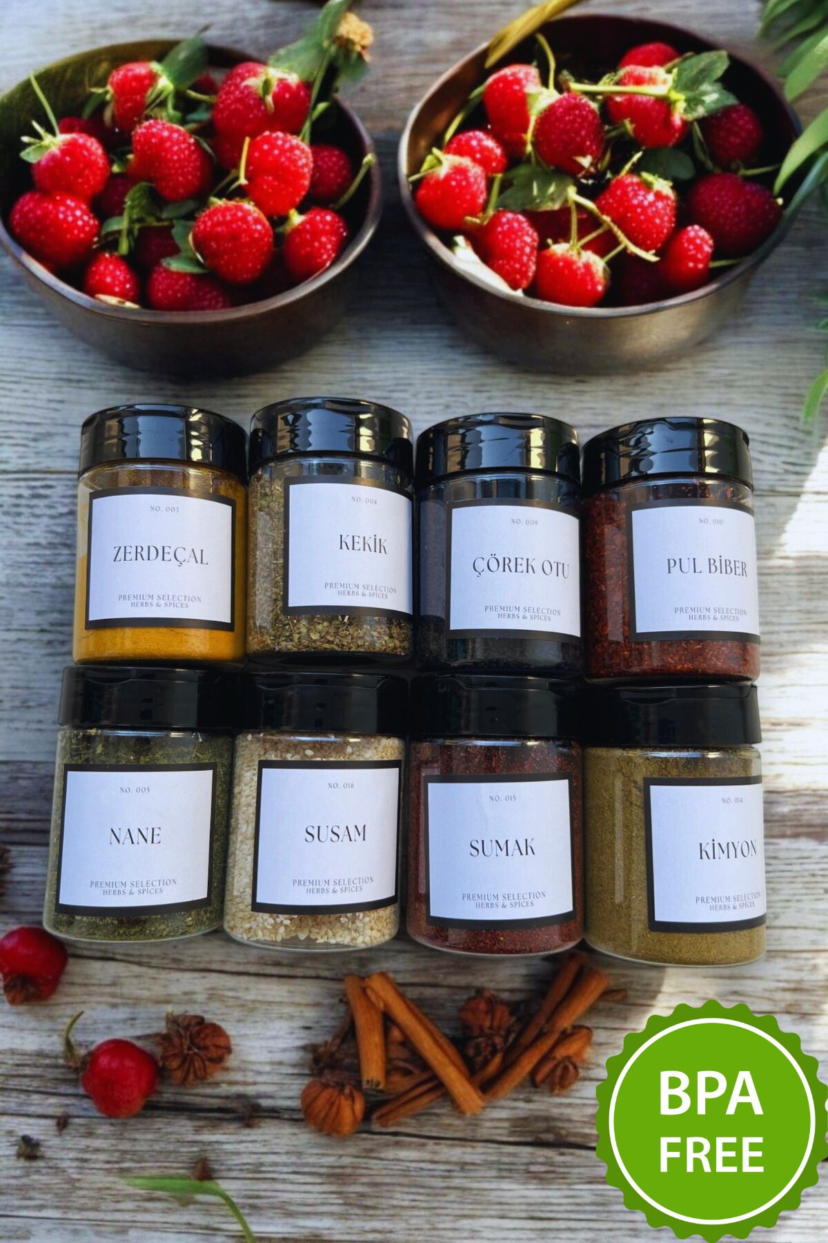 EG75-8 Pcs 200ml. Spice Rack Set with Private Label and Double Lid (16 Pieces Spice Rack Label with Gift) 3