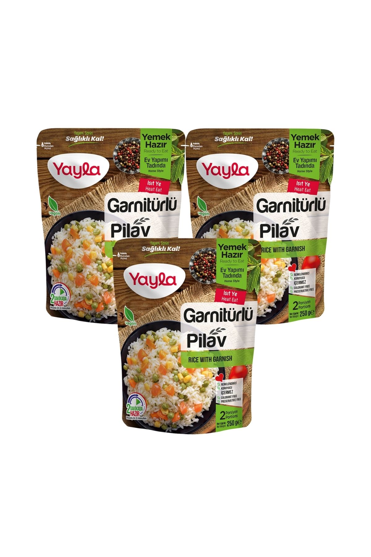 Yayla Yemek Hazır Garnitürlü Pirinç Pilavı 250 gr X3