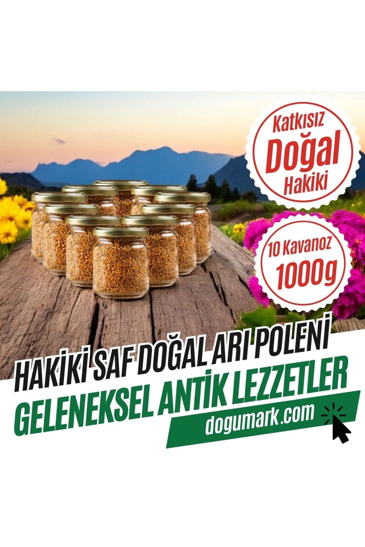 DoğuMark (10 Kavanoz 1000g) Katkısız Doğal Hakiki Saf Arı Poleni (10 Kavanoz 1000g) Dökme