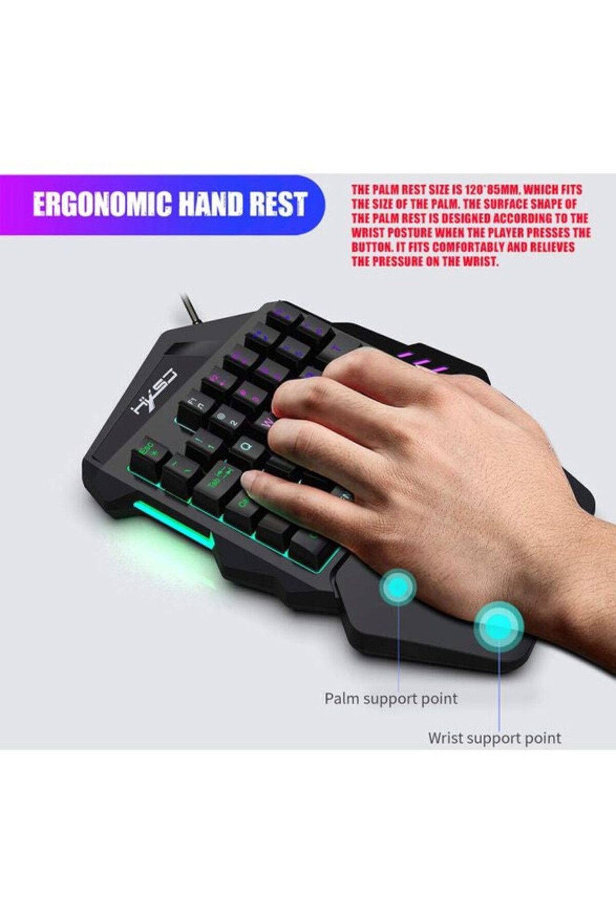 COOYA-Gaming Keyboard & Mouse Set, V100 One-Handed, Black 4