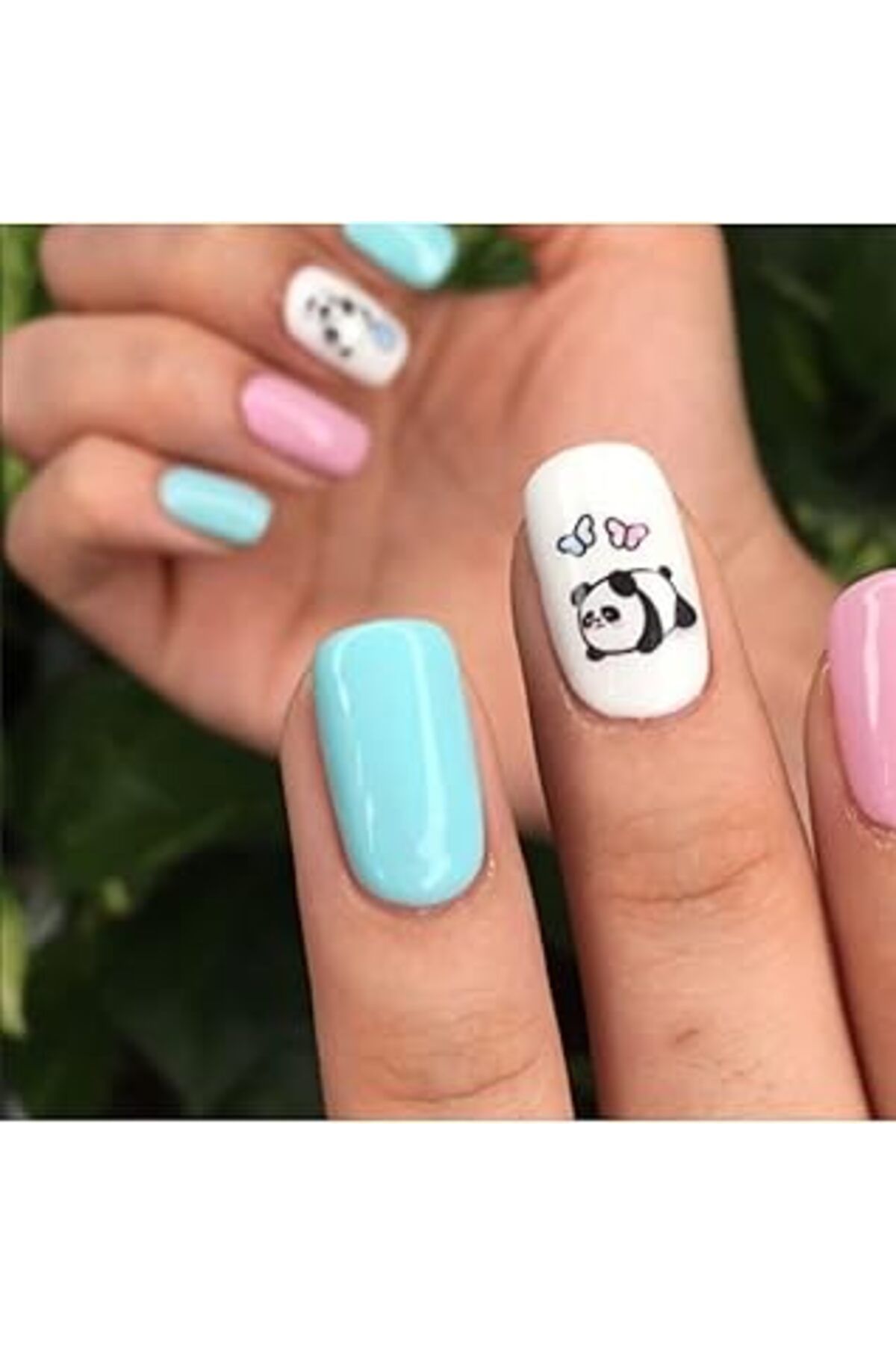Pazarcan Sevimli Panda Desenli Tırnak Dövmesi Tırnak Tattoo Nail Art Tırnak Sticker Scanm149