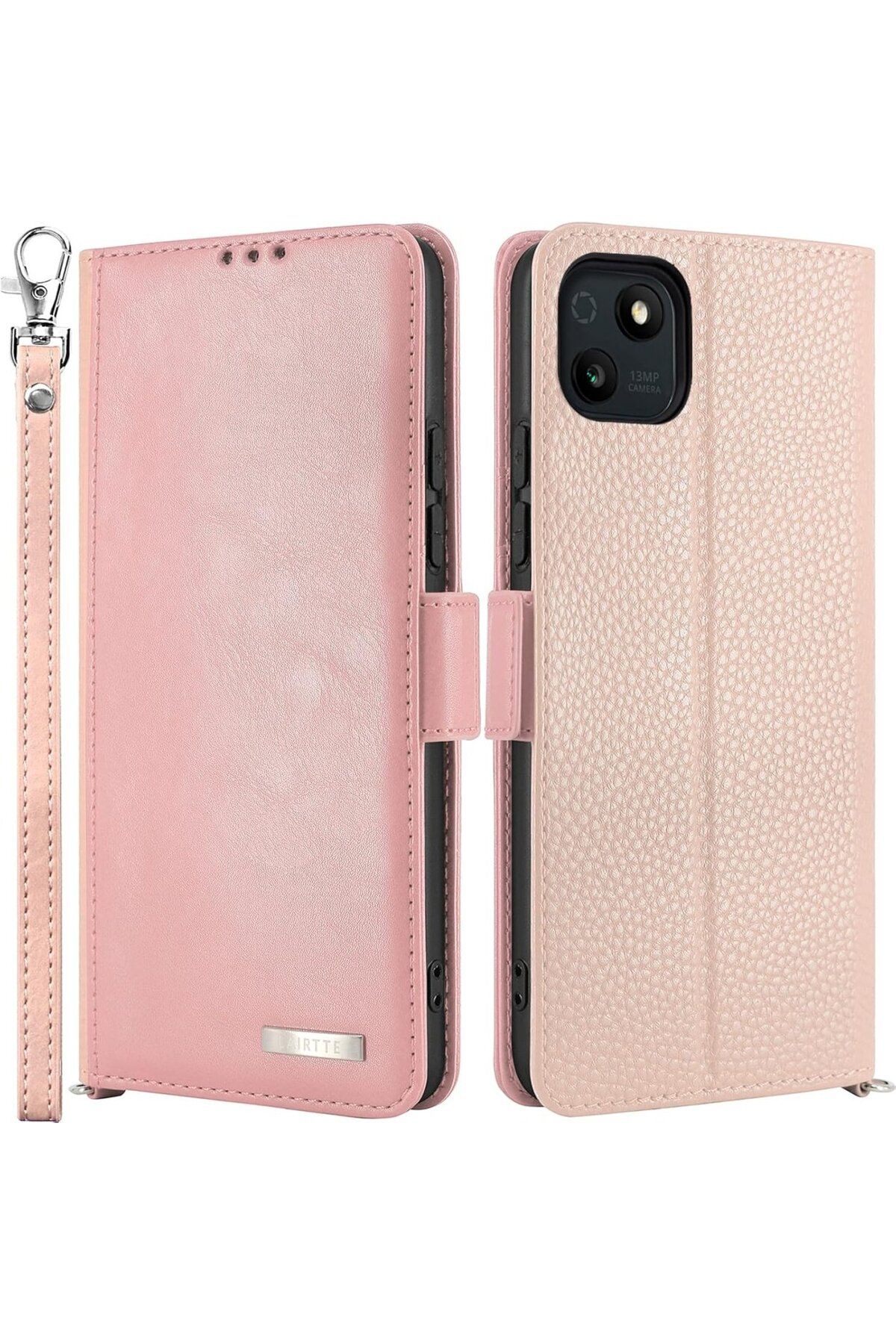 Wiko-Husă de protecție cu rabat pentru Wiko T10 5G Lairtte, piele PU/TPU, roz/bej, 6,5 inci 1
