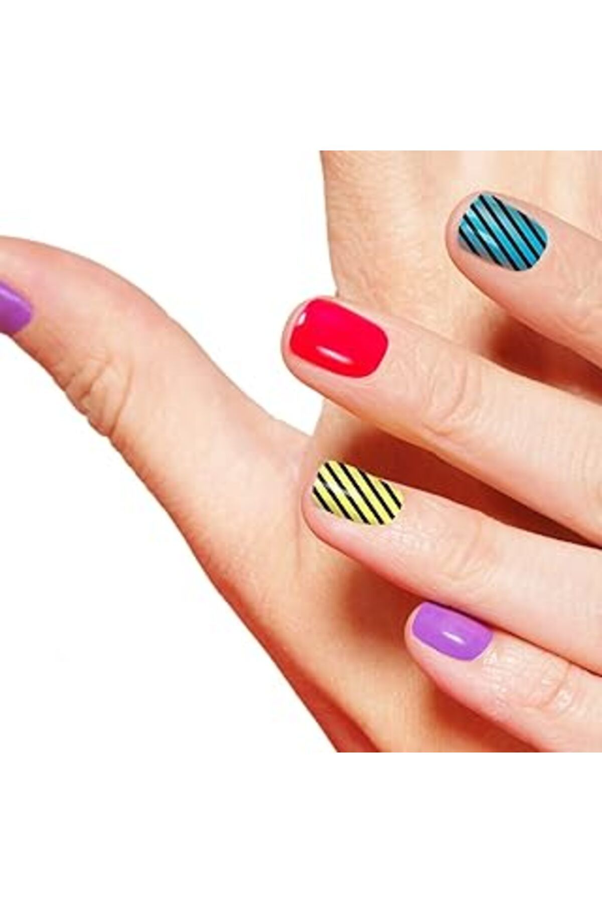 Karachil Artikel Yatay Çizgiler Tırnak Dövmesi, Tırnak Tattoo, Nail Art, Tırnak Sticker
